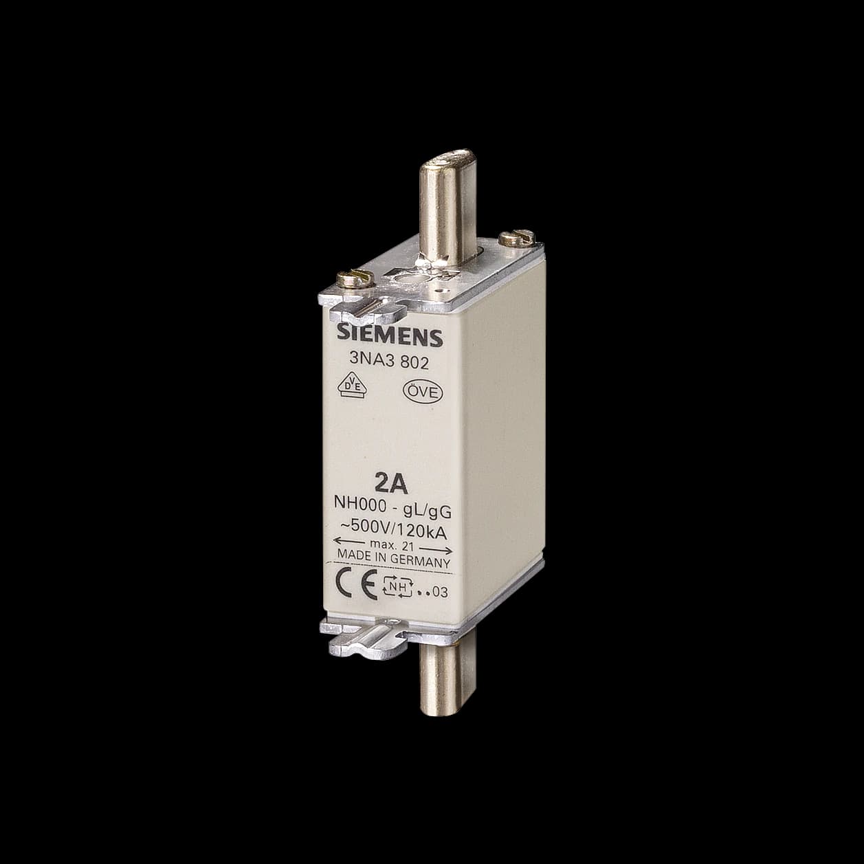 3NA3801_Плавкая вставка предохранителя Siemens NH000, gG, 6 А, 500 В AC / 250 В DC