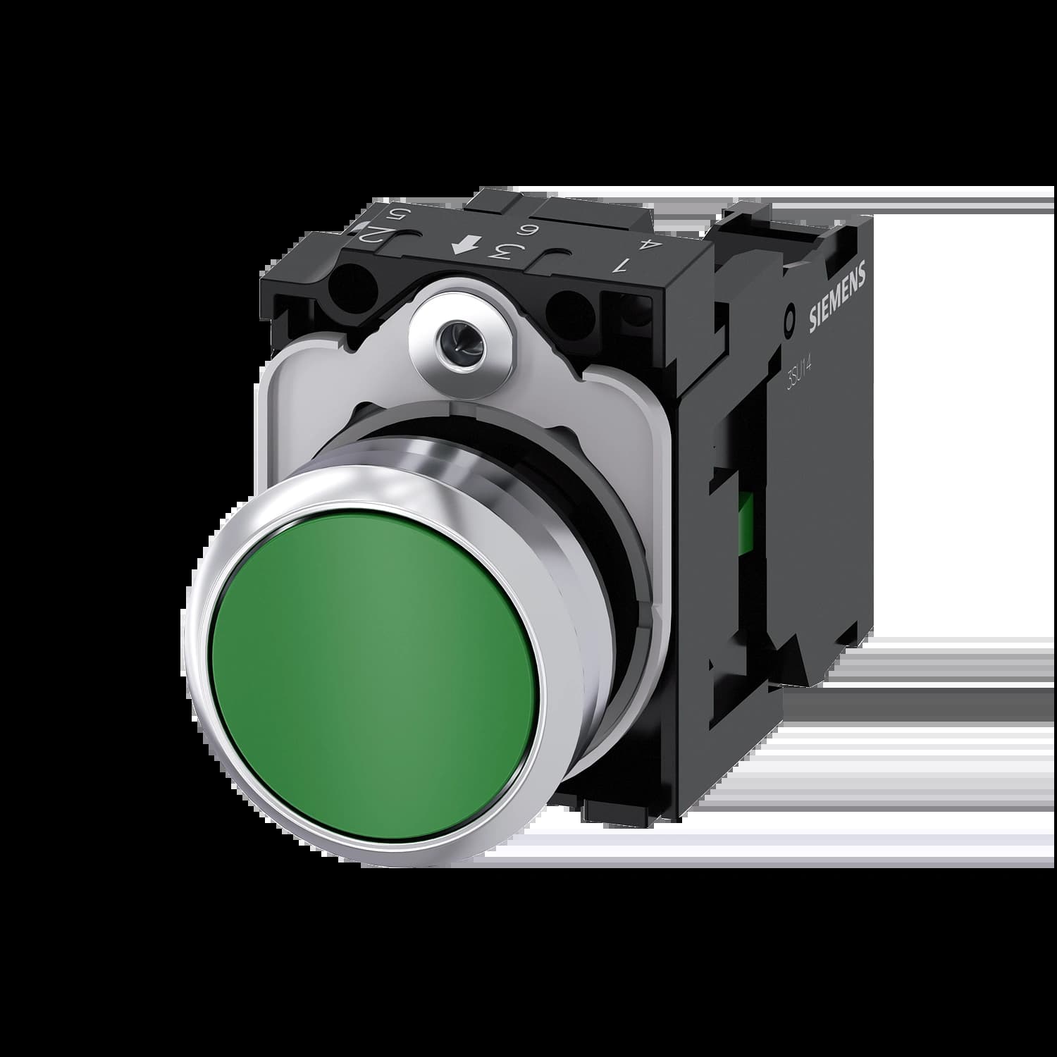 3SU1150-0AB40-1BA0_Кнопка без подсветки, зеленая, без фиксации, 1НО_1