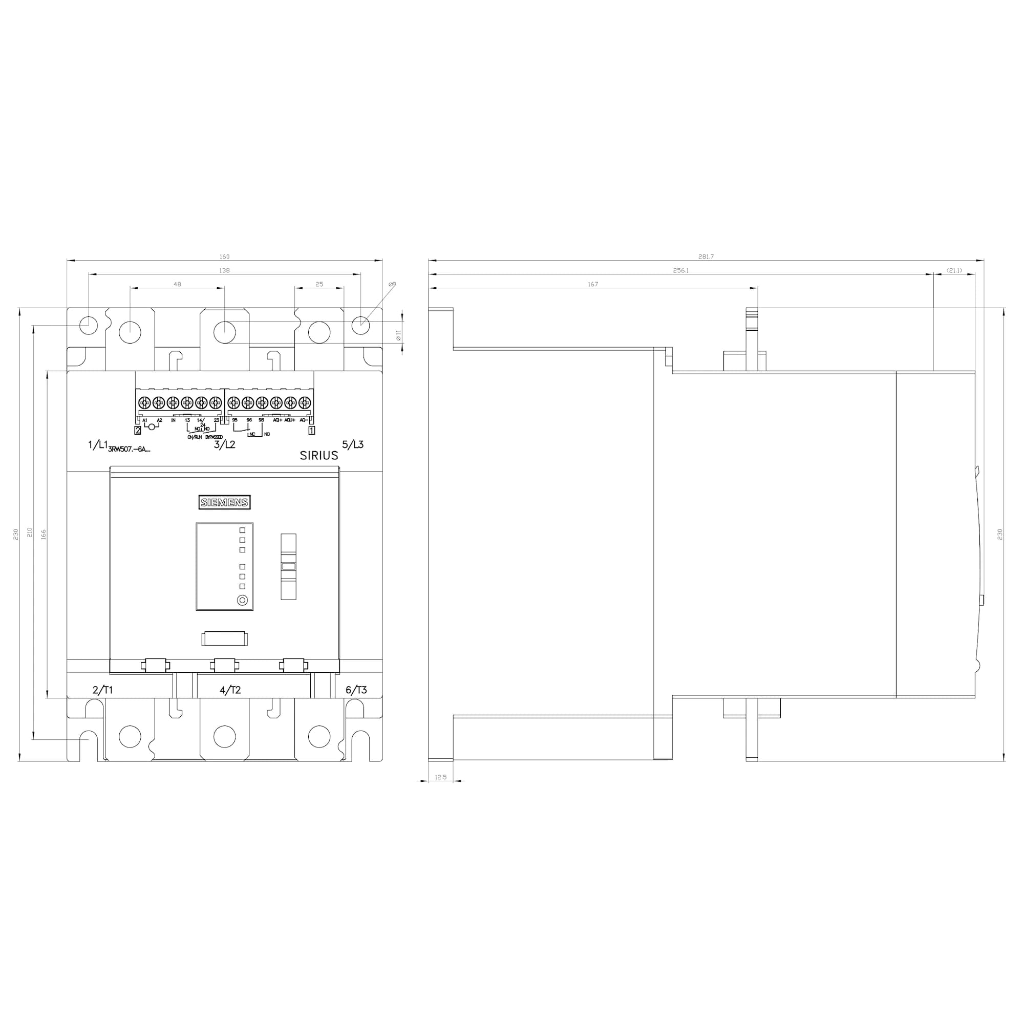 3RW5074-6AB14_Устройство плавного пуска SIRIUS 160кВт 315А 380В базовый функционал_2