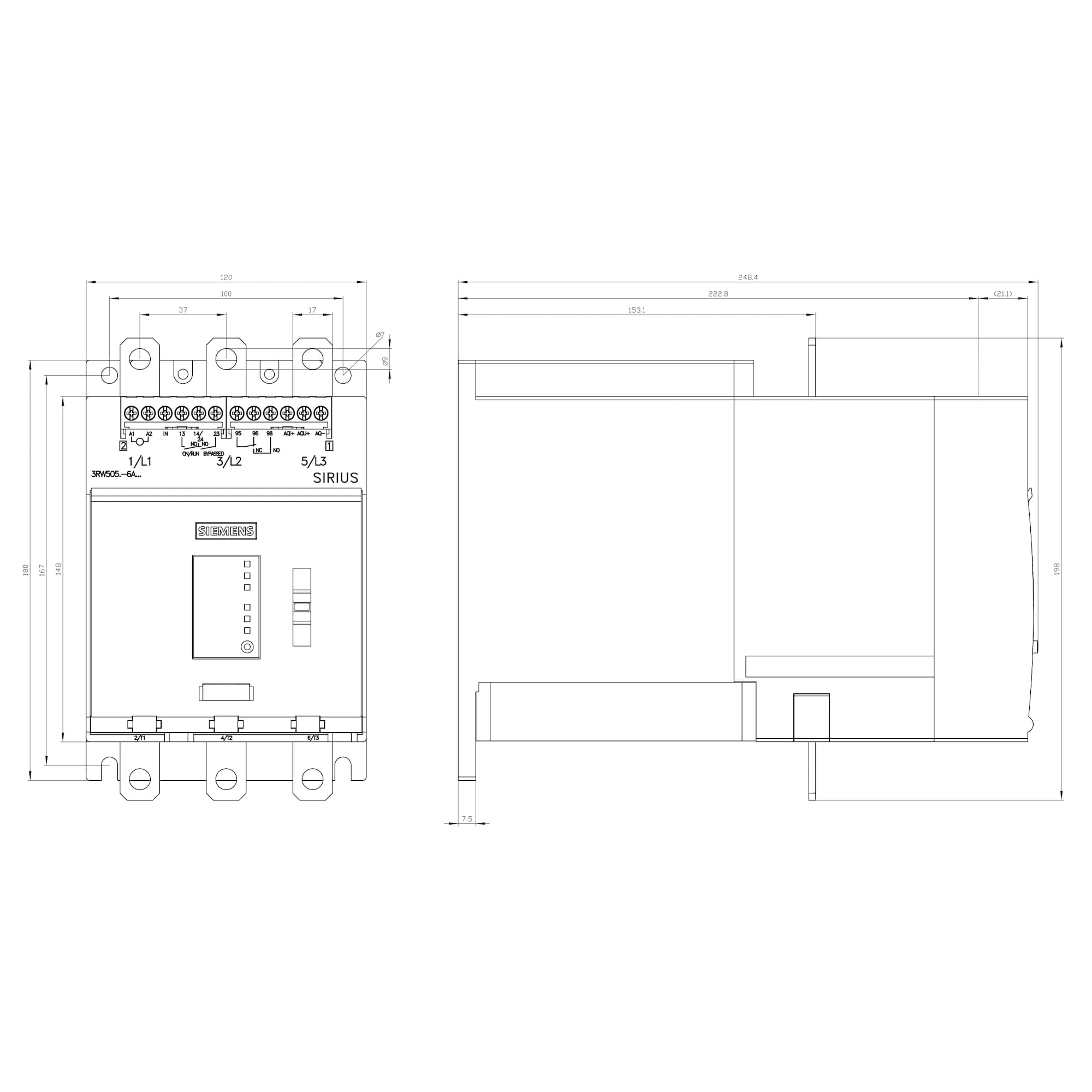 3RW5055-6AB14_Устройство плавного пуска SIRIUS 75кВт 143А 380В базовый функционал