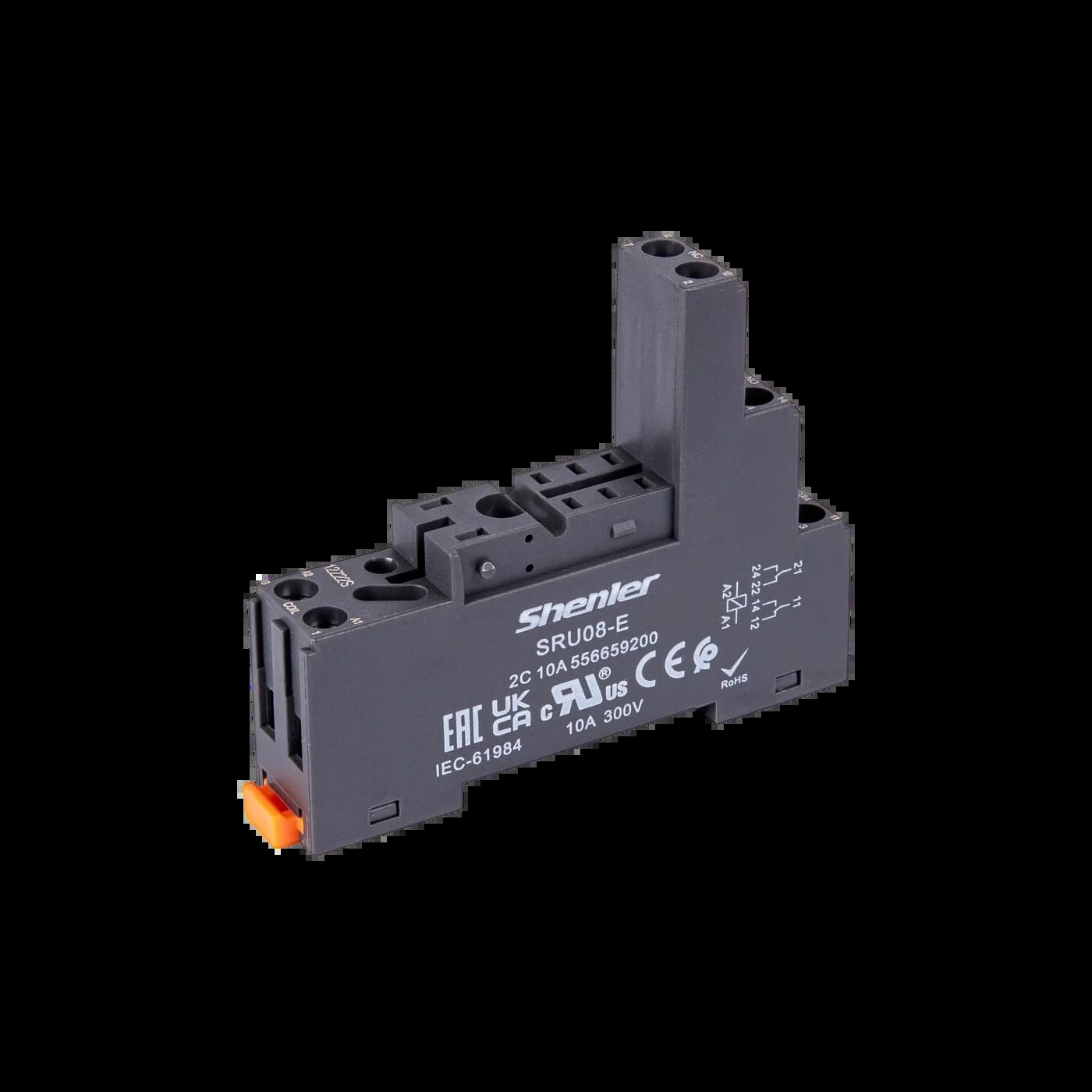 SRU08-E_Цоколь с винтовыми зажимами, монтаж на DIN-рейку 35 мм или винтами на панель