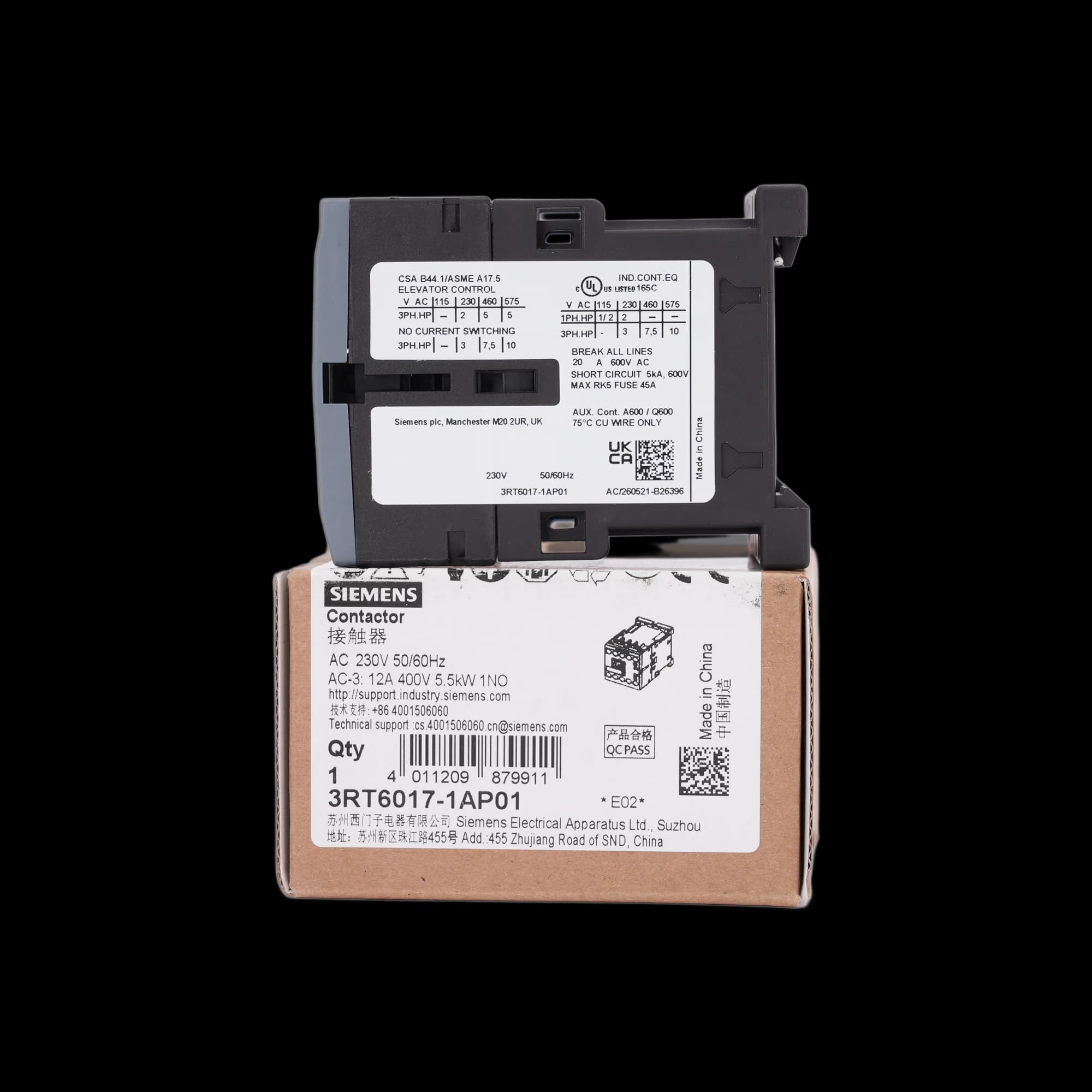 3RT6017-1AP01_Контактор 3P 12А 5.5кВт AC3 катушка, 230В AC, допконтакт 1НО, габарит S00_7