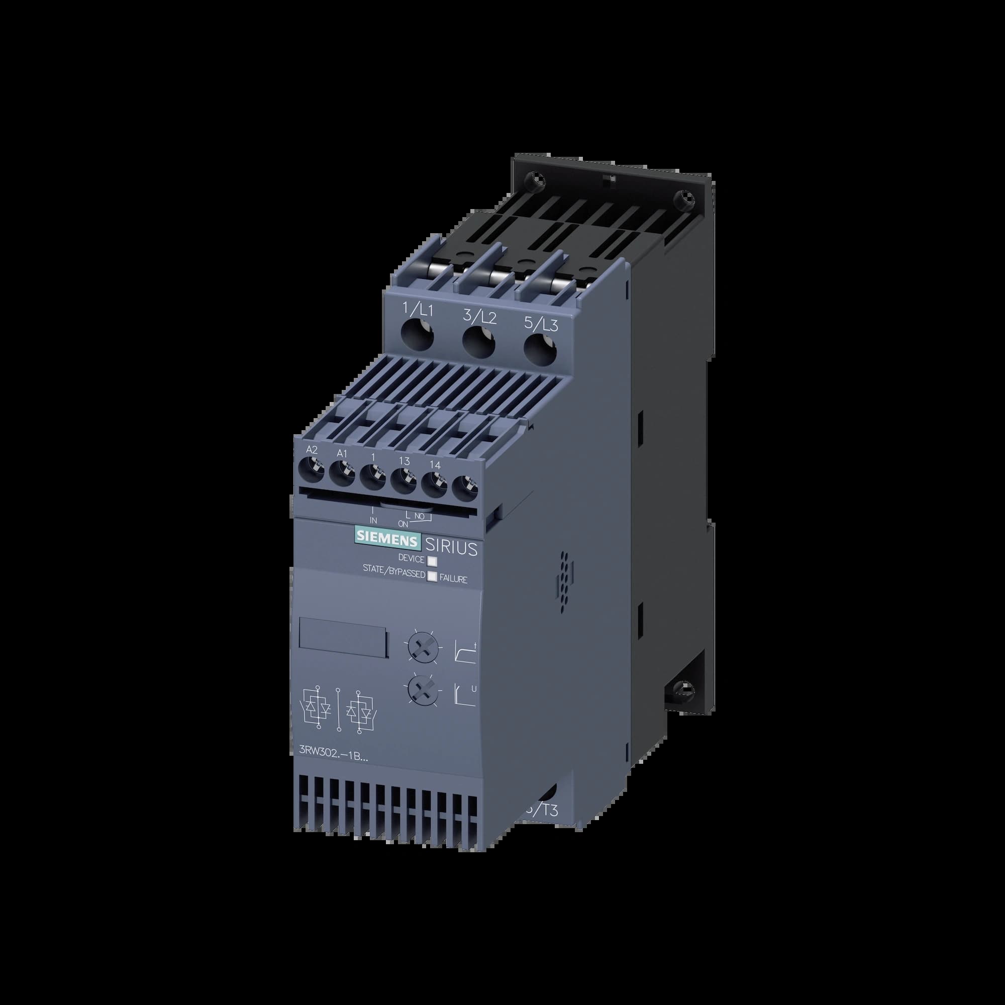 3RW3026-1BB14_Устройство плавного пуска SIRIUS 11кВт 25А 380В габарит S0 базовый функционал_2