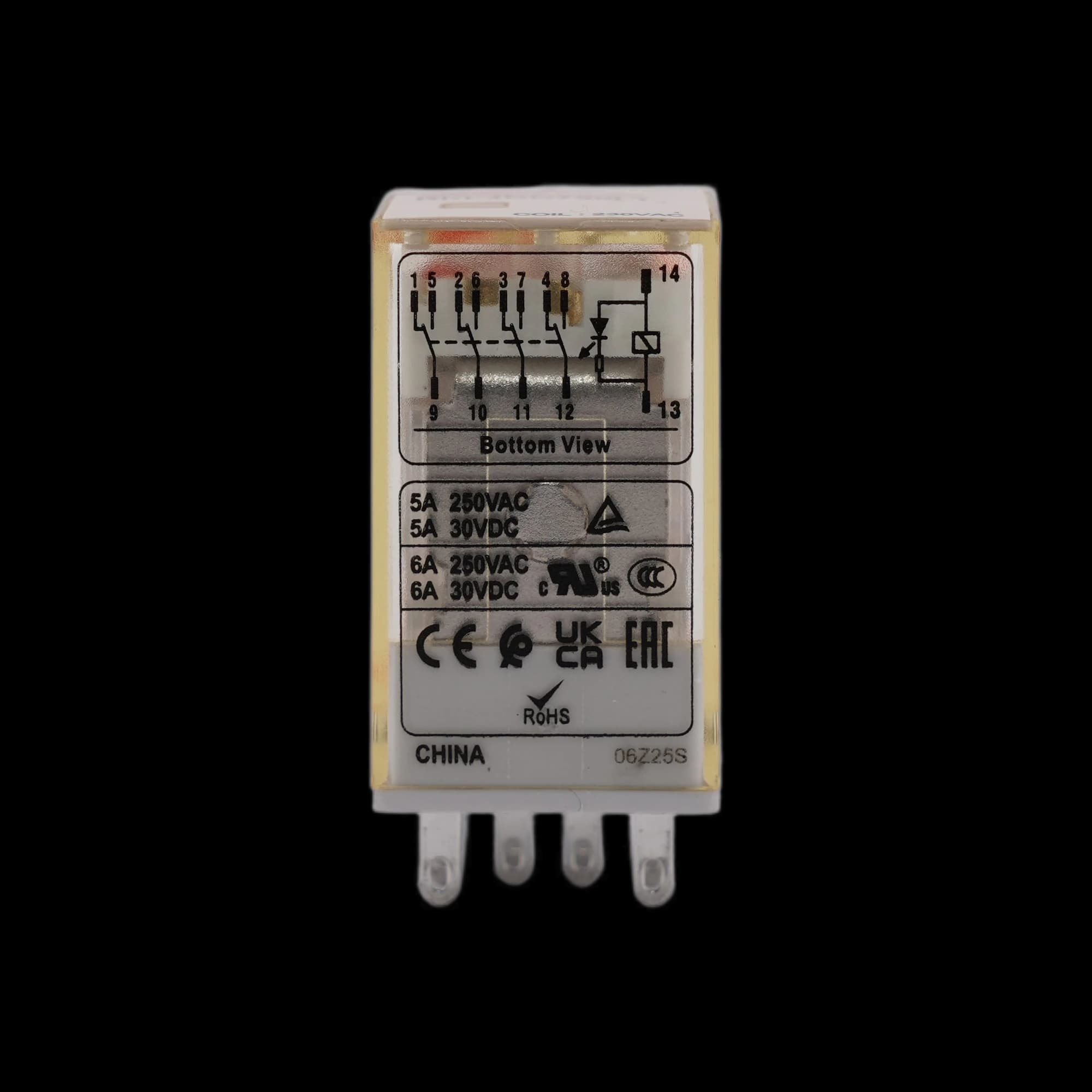 RKF4CO730LT_Реле 4ПК, 6А, катушка 230В AC, механический и светодиодный индикаторы, тест-кнопка_4