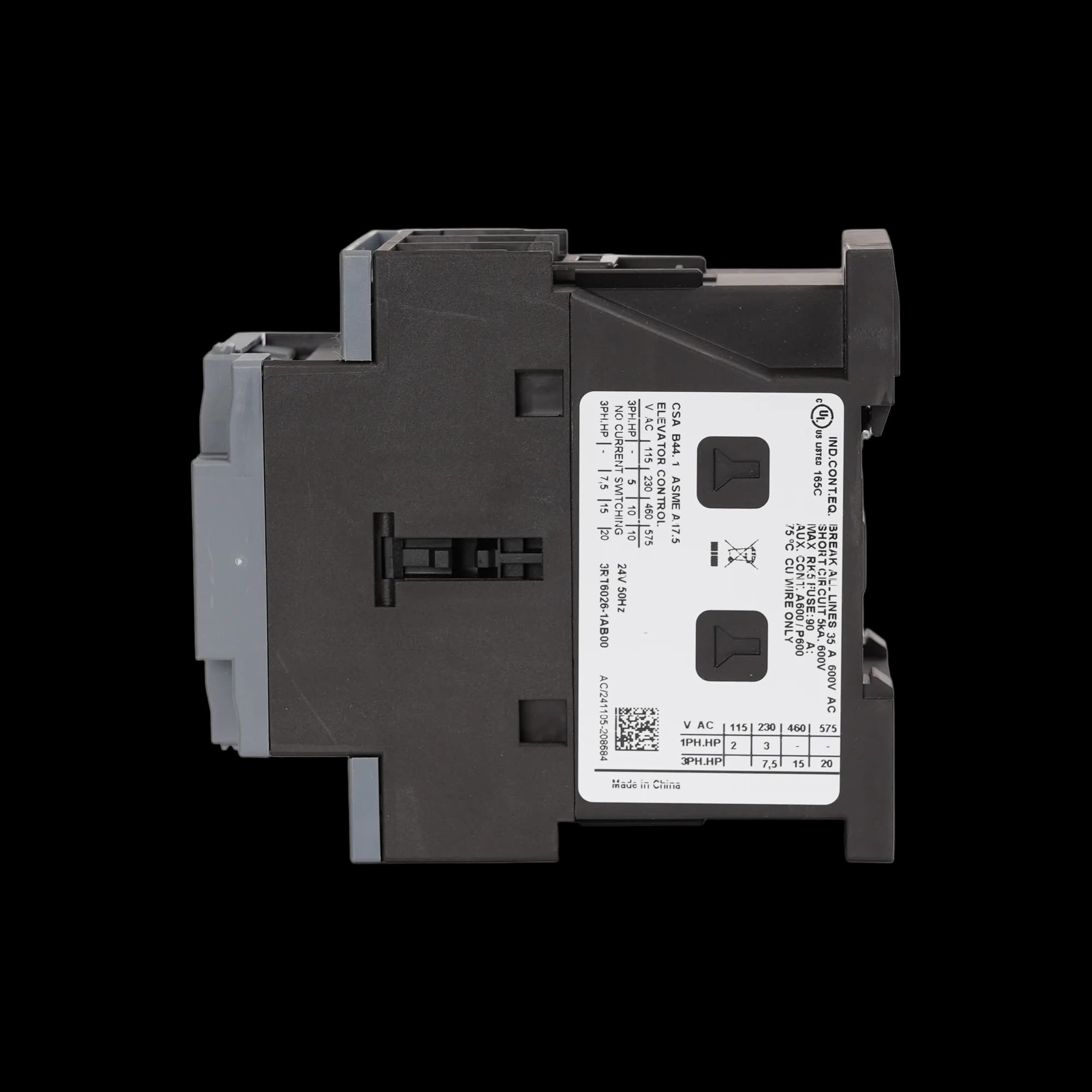 3RT6026-1AB00_Контактор 3P 25А 11кВт AC3 катушка, 24В AC, допконтакты 1НО+1НЗ, габарит S0_2