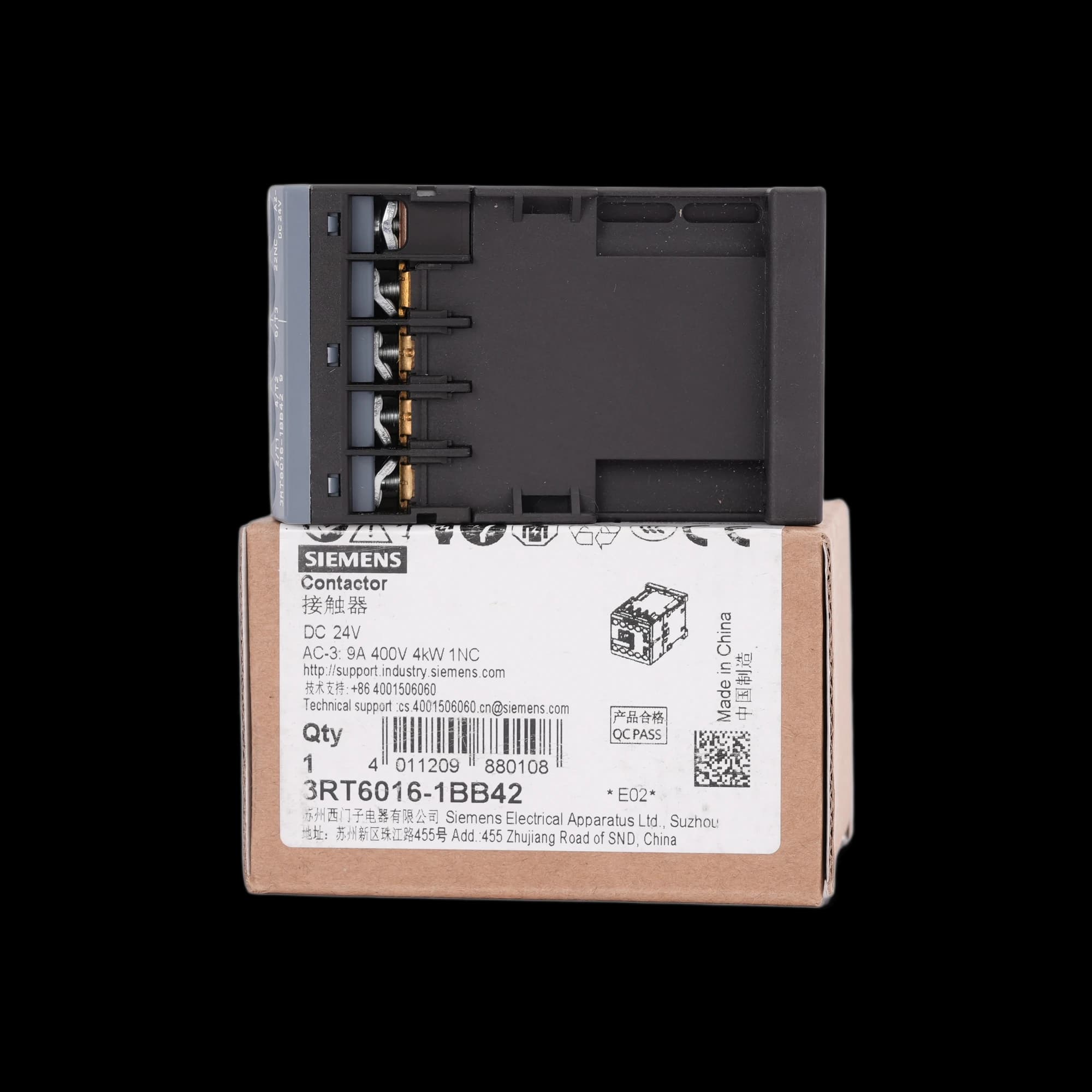 3RT6016-1BB42_Контактор 3P 9А 4кВт AC3 катушка, 24В DC, допконтакт 1НЗ, габарит S00_7