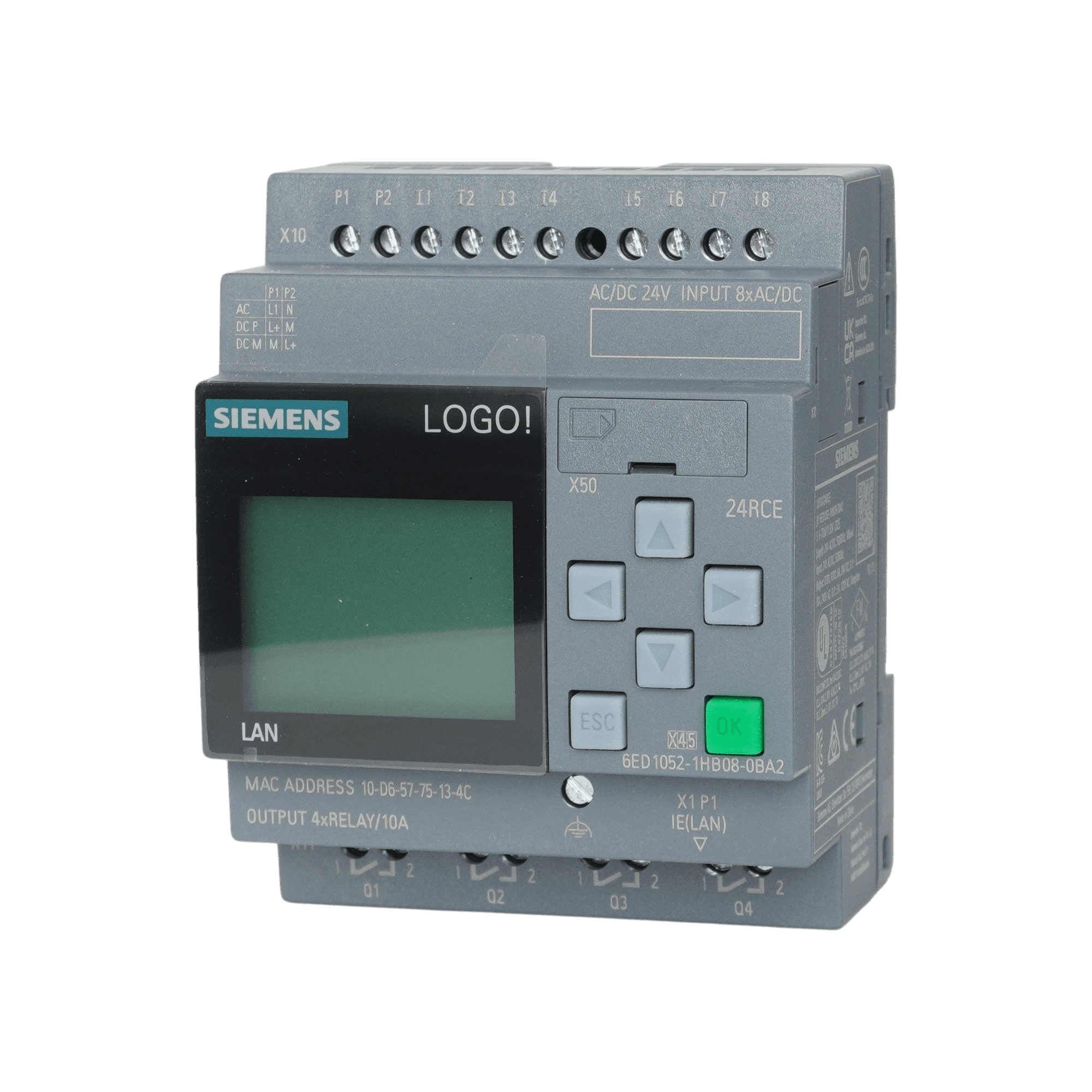 6ED1052-1HB08-0BA2_Логический модуль c дисплеем LOGO! 24RCE, 4 MW, 8DI/4DO