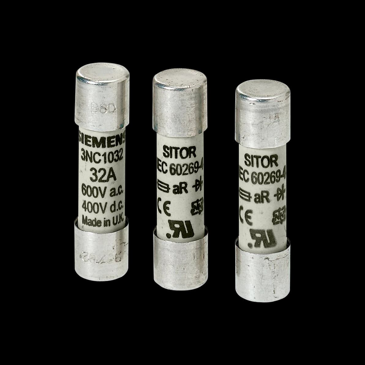 3NC1025-0MK_Siemens цилиндрическая плавкая вставка SITOR, 10 × 38 мм, gR, 25 А, 690 В AC / 250 В DC