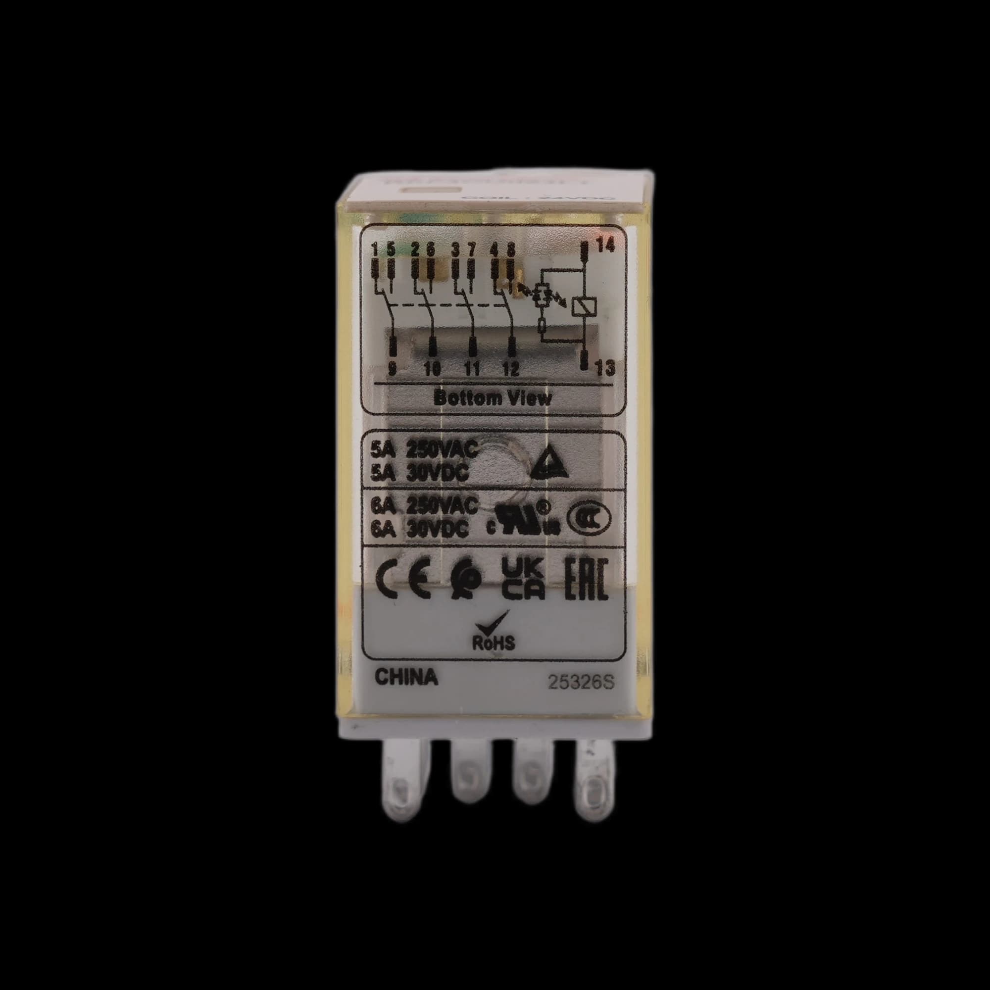 RKF4CO024LT_Реле 4ПК, 6А, катушка 24В DC, механический и светодиодный индикаторы, тест-кнопка_4