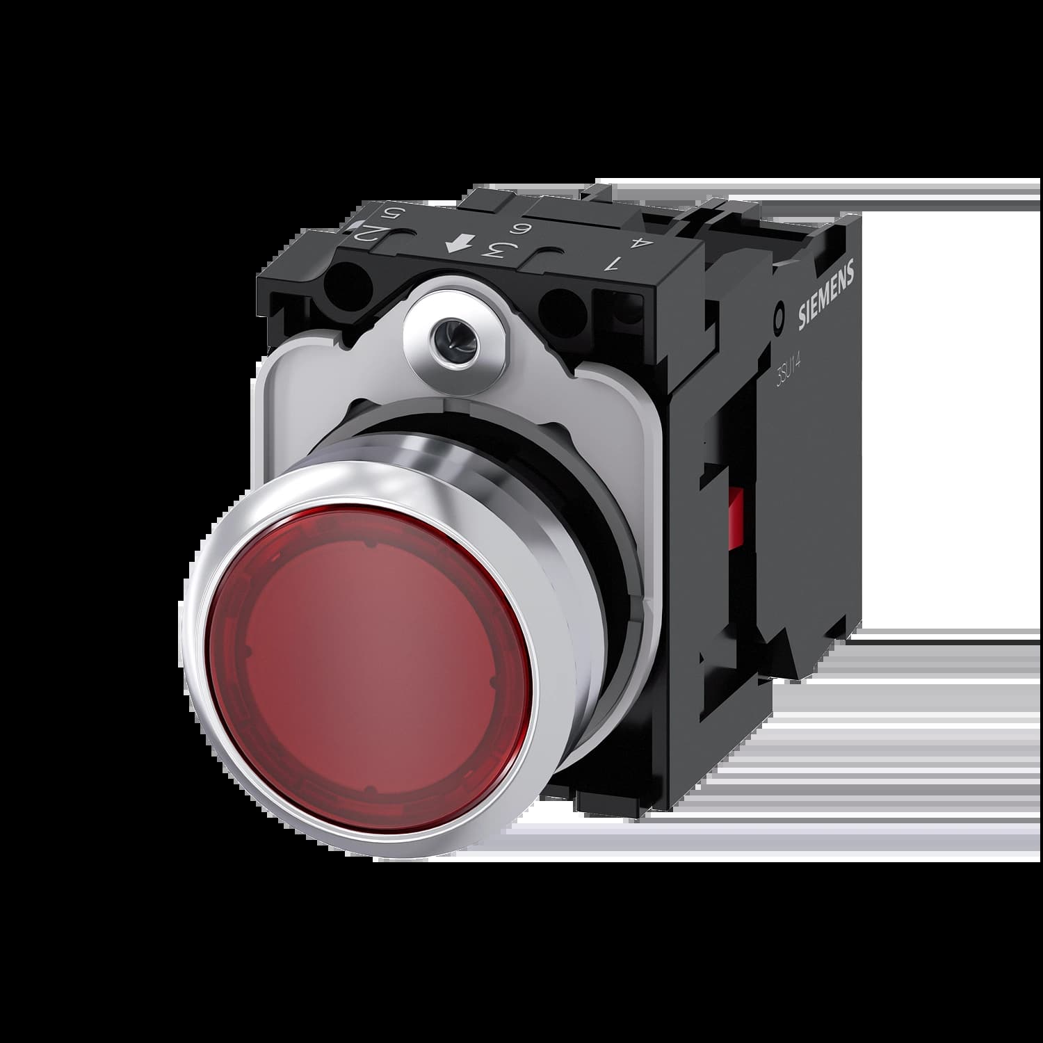 3SU1152-0AB20-1CA0_Кнопка с подсветкой 24В AC/DC, красная, без фиксации, 1НЗ_1