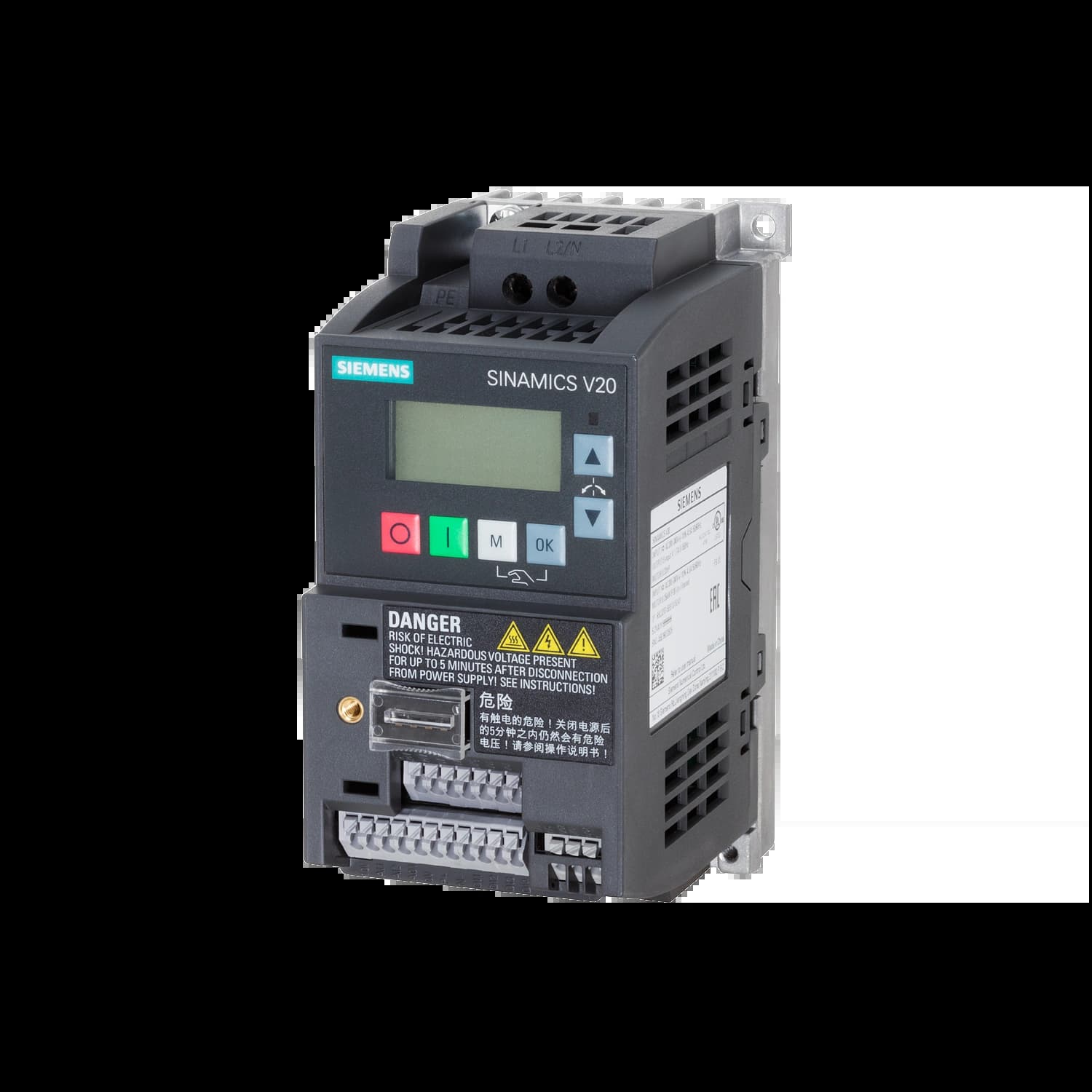 6SL3210-5BB11-2UV1_Преобразователь частоты SINAMICS V20 0.12 кВт 220В Modbus-RTU без ЭМС фильтра_1
