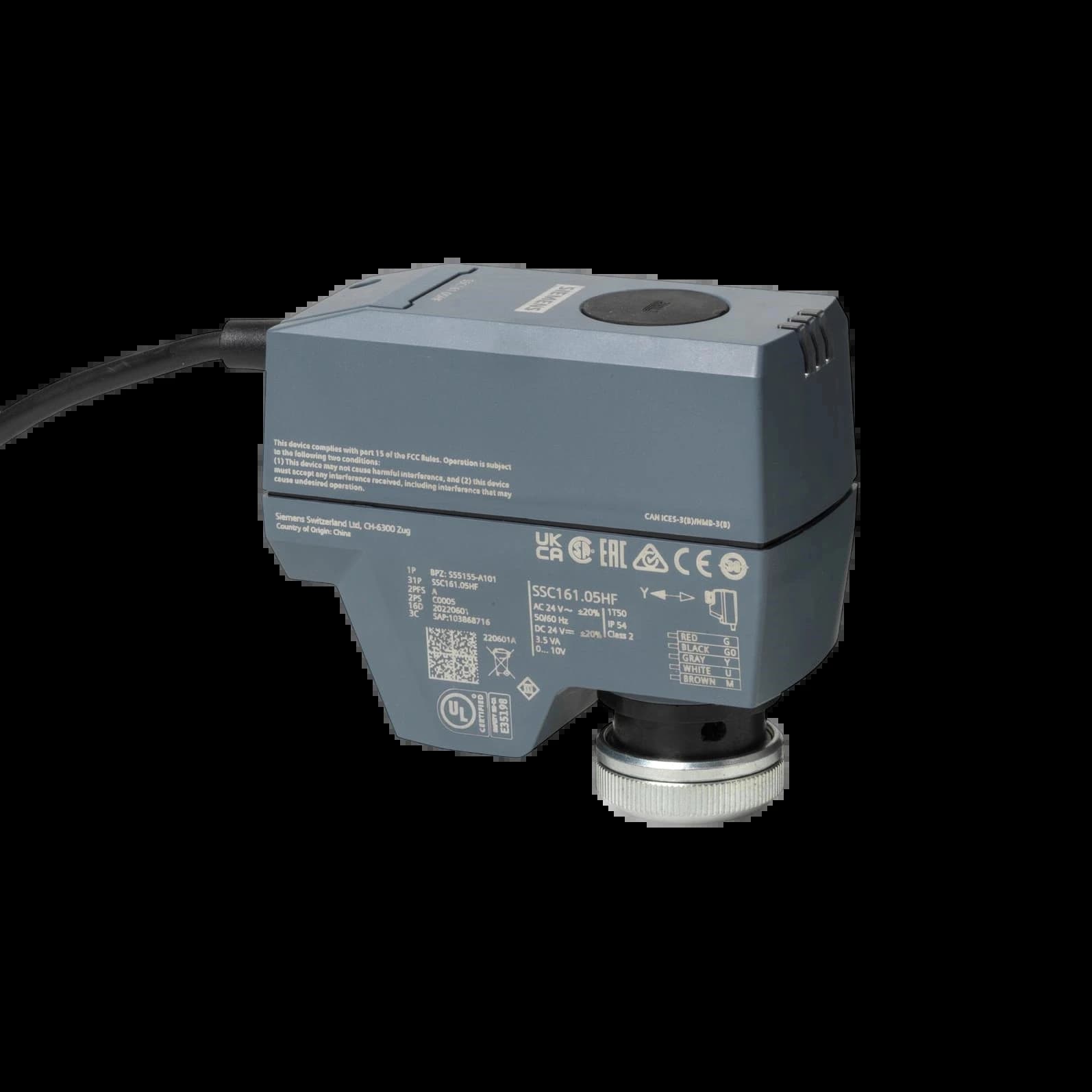 SSC161.05HF_Электромоторный привод, 300 Н, ход 1.2...6.5 мм, 24В AC/DC, аналоговое управление 0–10 В_1