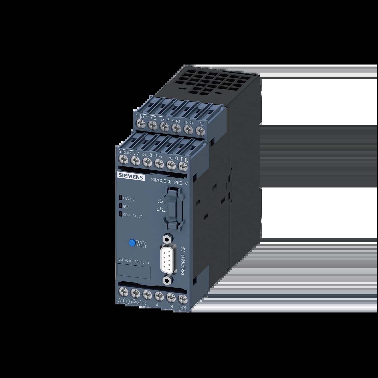 3UF7010-1AB00-0_Базовый модуль, PROFIBUS DP, Us=24В DC, 4 входа/3 выхода_1