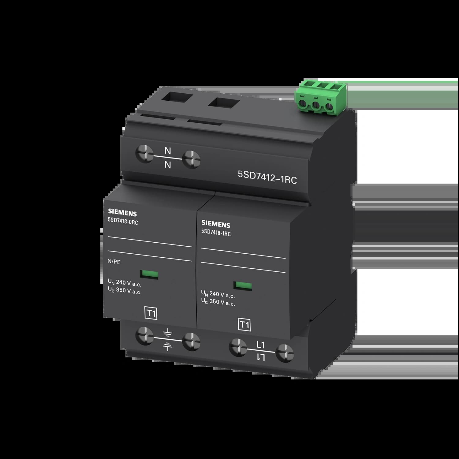 5SD7412-1_УЗИП, 4MW, тип 1, 2-Р, для систем TN-S и TT, с дист. сигнализацией