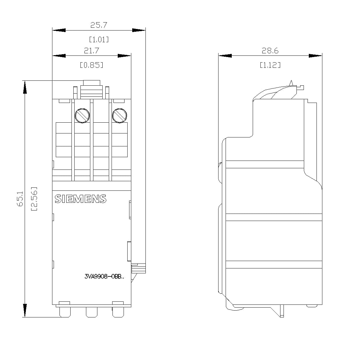 3VA9908-0BB11_Расцепитель минимального напряжения тип. до 630, 24В DC