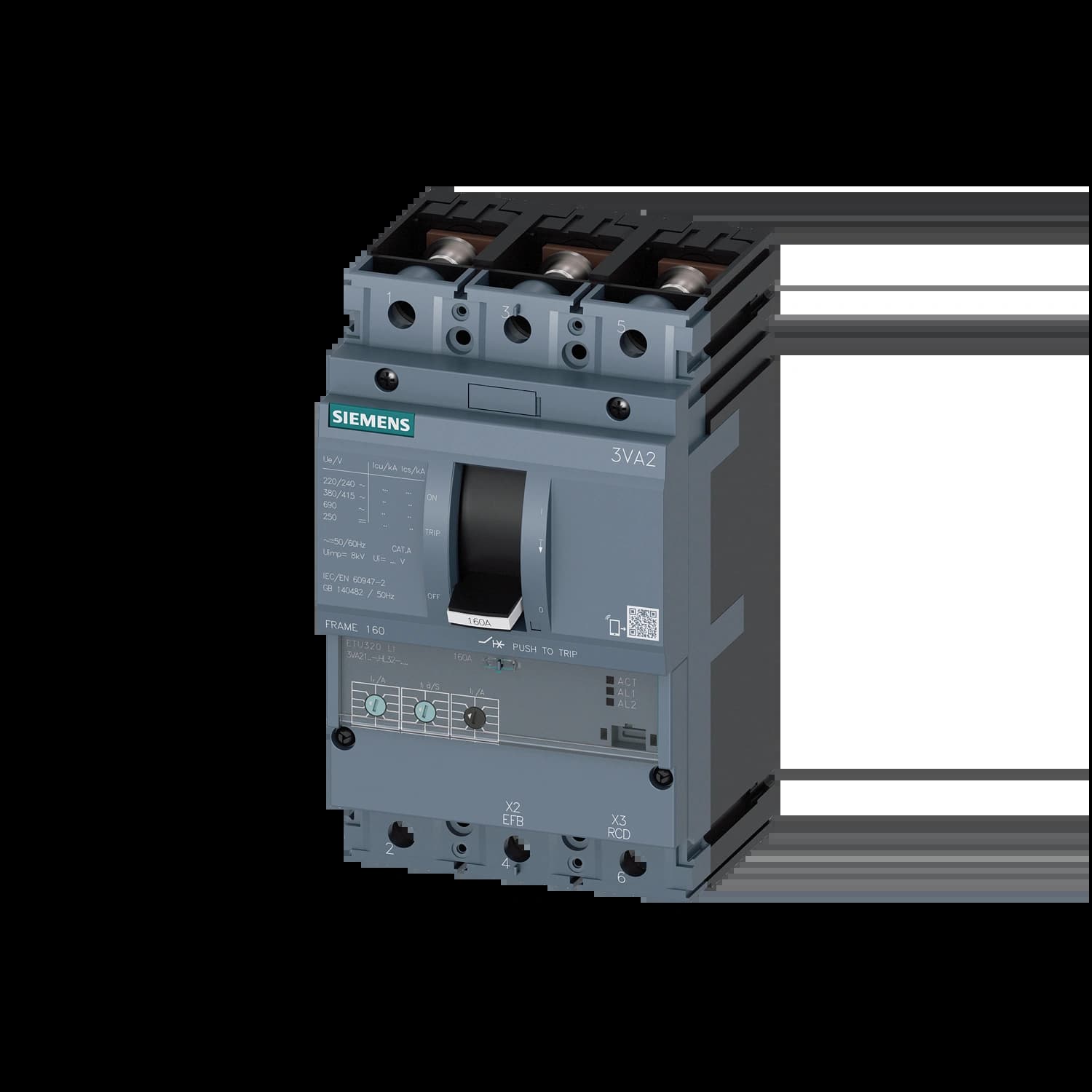 3VA2163-5HL32-0AA0_Автомат 3P, 63 А, 55 кА, ETU320 LI, габарит 160_1