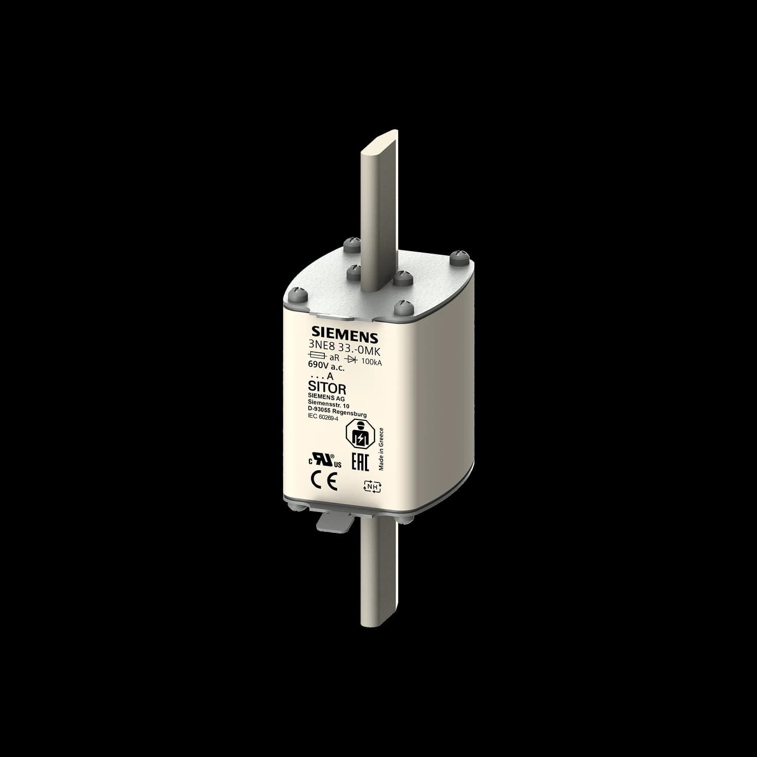 3NE8331-0MK_Siemens плавкая вставка SITOR с ножевыми контактами, NH2, aR, 350 А, 690 В AC / 440 В DC