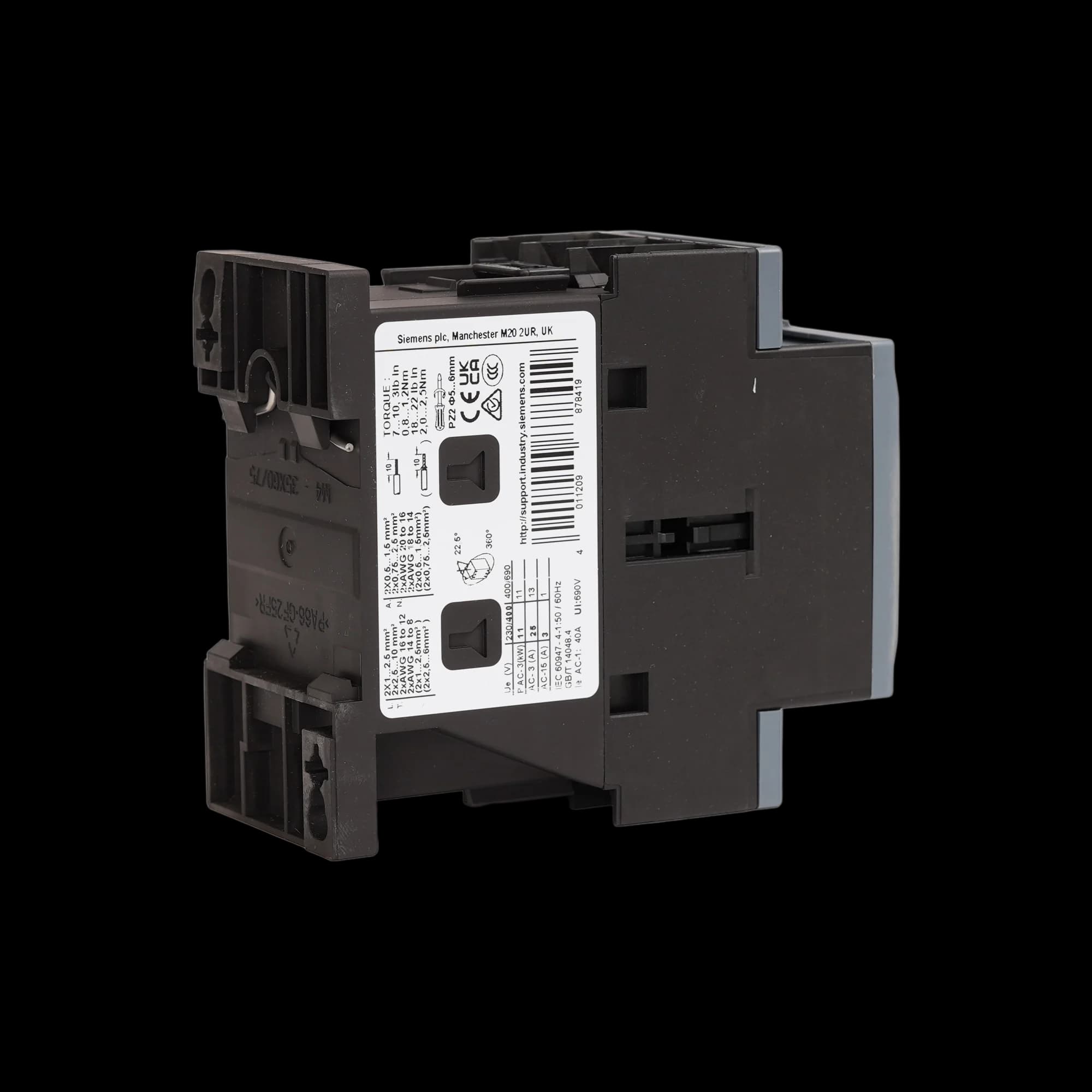 3RT6026-1AP00_Контактор 3P 25А 11кВт AC3 катушка, 230В AC, допконтакты 1НО+1НЗ, габарит S0_3