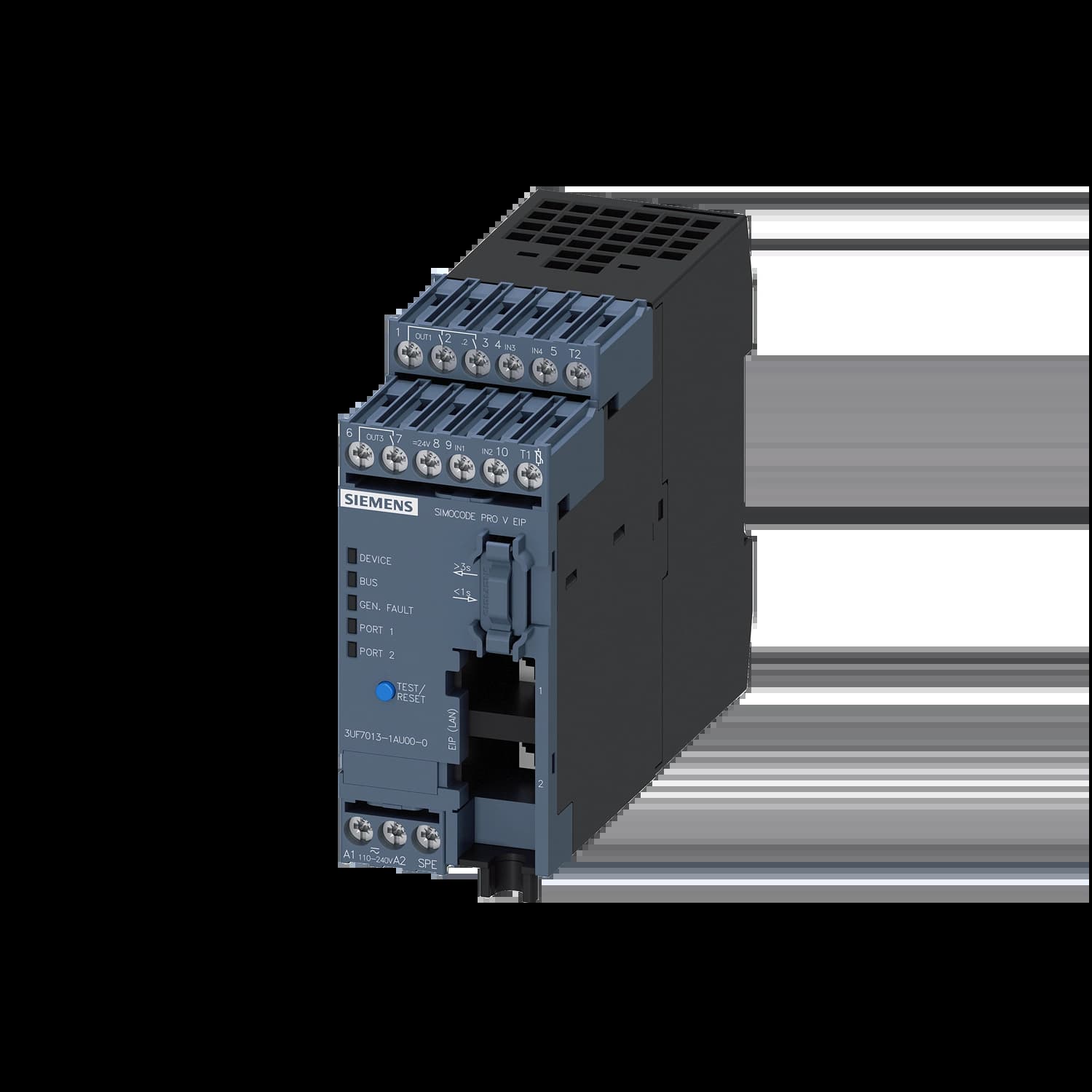 3UF7013-1AU00-0_Базовый модуль, EtherNet/IP, Us= 110-240В AC/DC, 4 входа/3 выхода_1