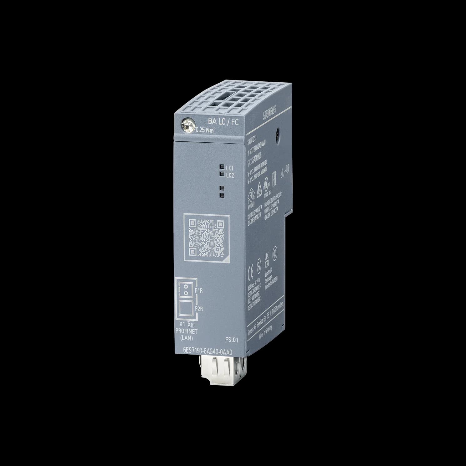 6ES7193-6AG40-0AA0_Шинный адаптер SIEMENS BA LC/FC, медиаконвертер FOC/CU, для ET 200SP