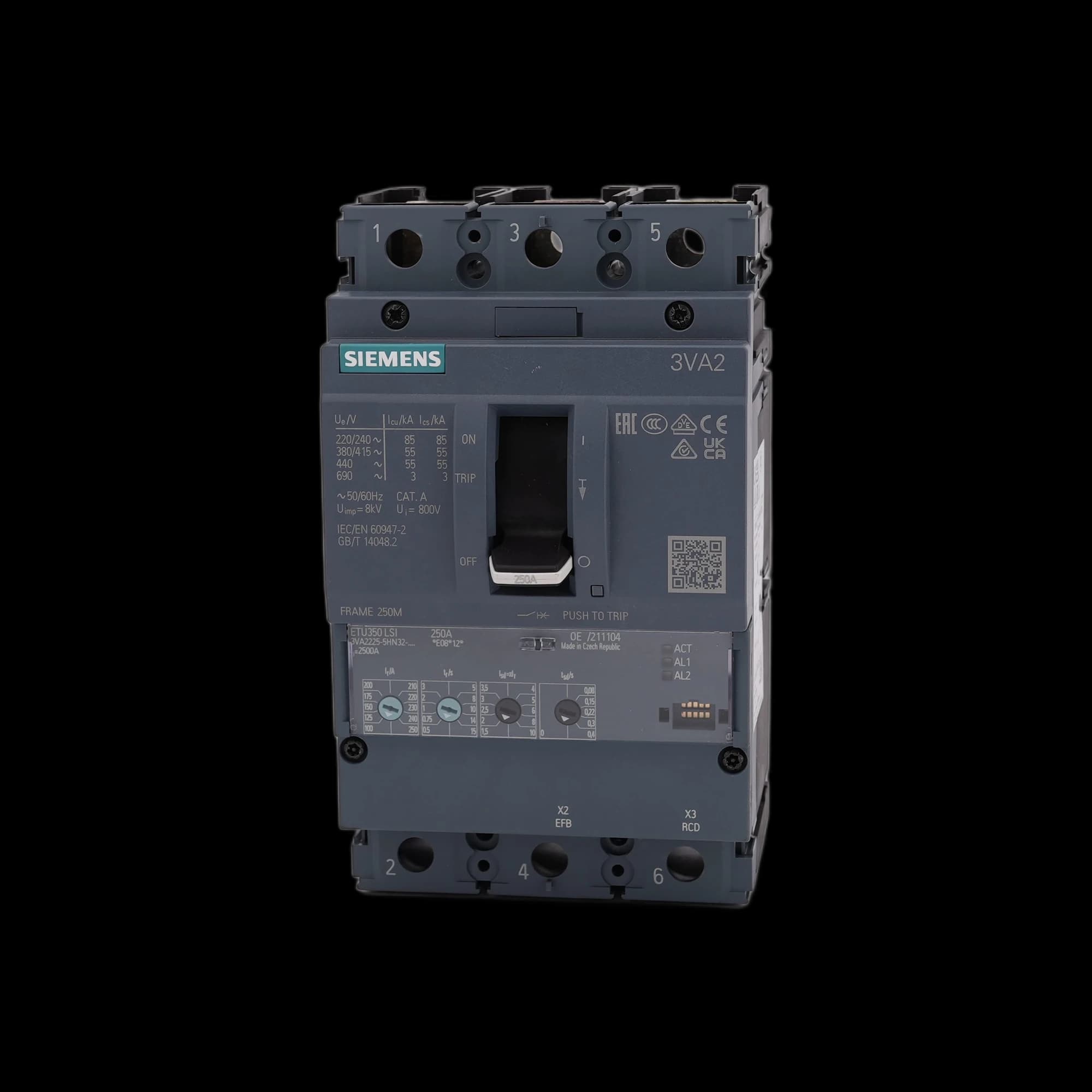 3VA2225-5HN32-0AA0_Автомат 3P, 250 А, 55 кА, ETU350 LSI, габарит 250