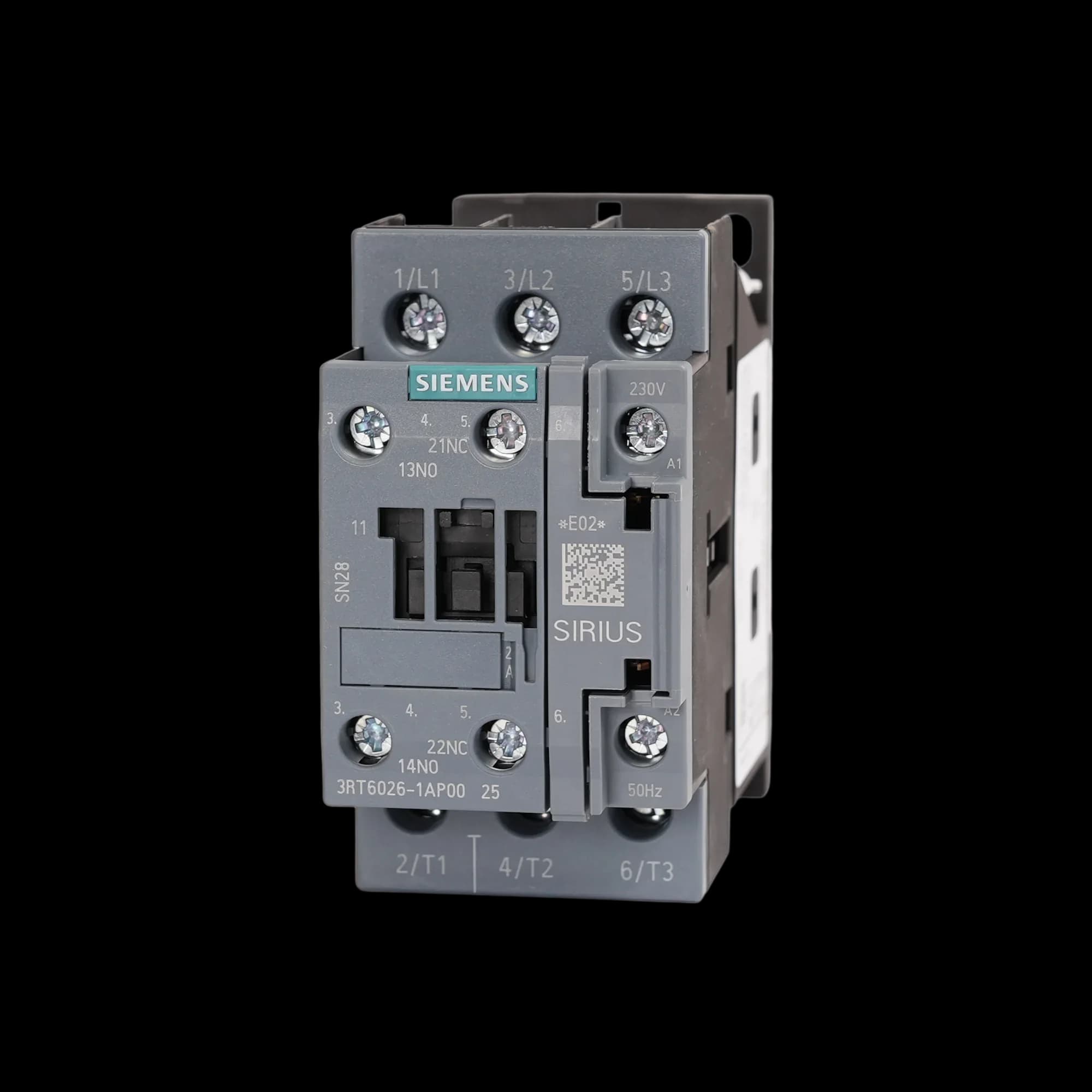 3RT6026-1AP00_Контактор 3P 25А 11кВт AC3 катушка, 230В AC, допконтакты 1НО+1НЗ, габарит S0