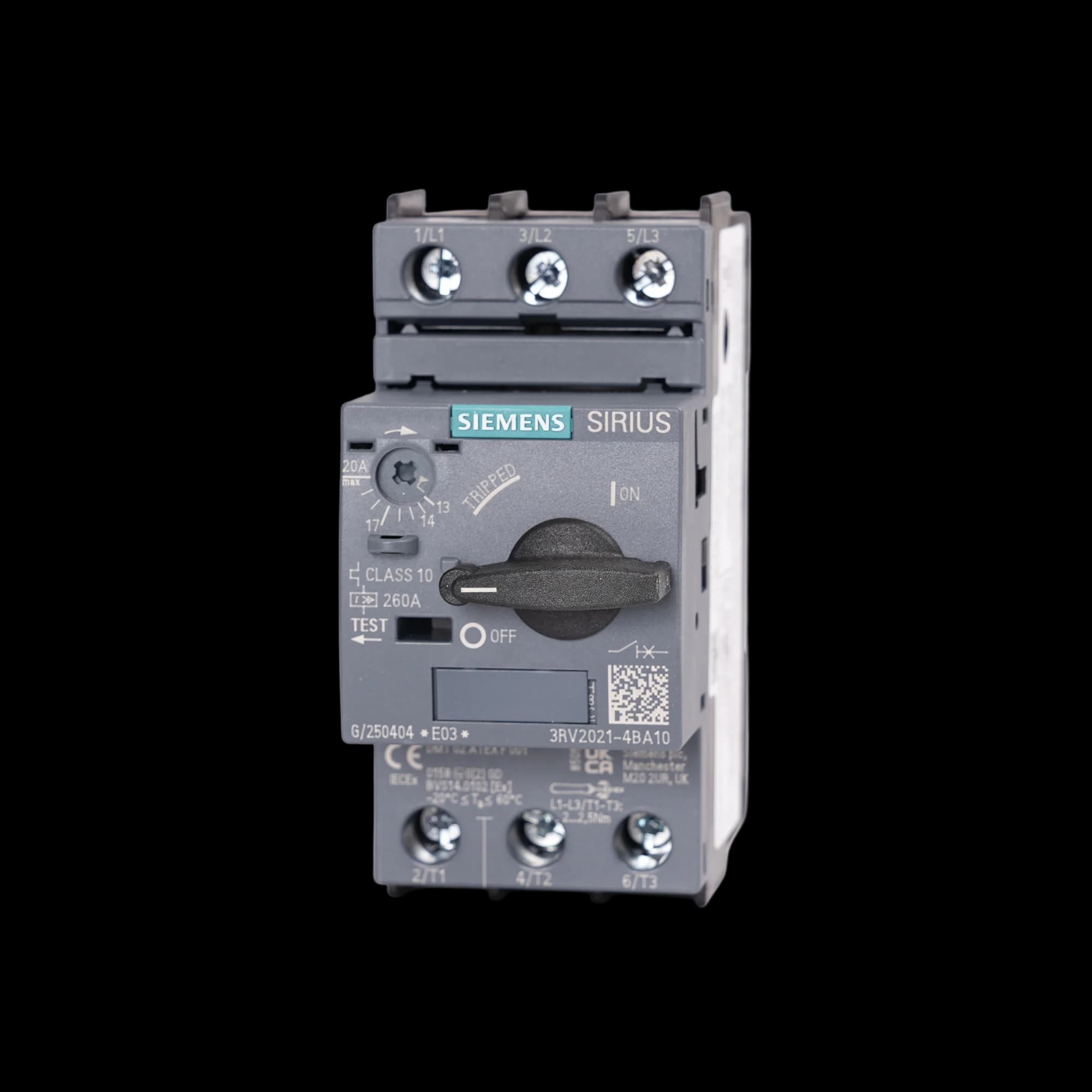 3RV2021-4BA10_Мотор-автомат 7,5кВт, In=20A, расцеп. 13-20А