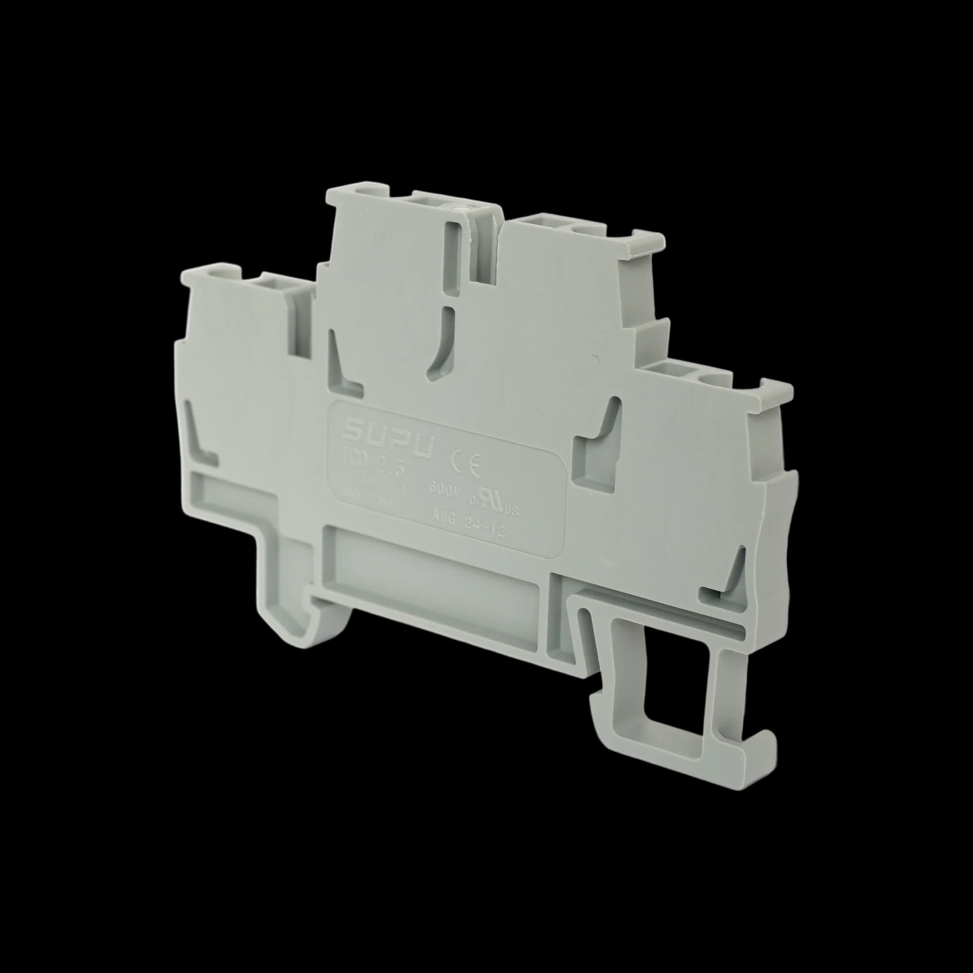 TCD2.5-2-GY_Клемма TC пружинная двухуровневая, 2.5мм², серая