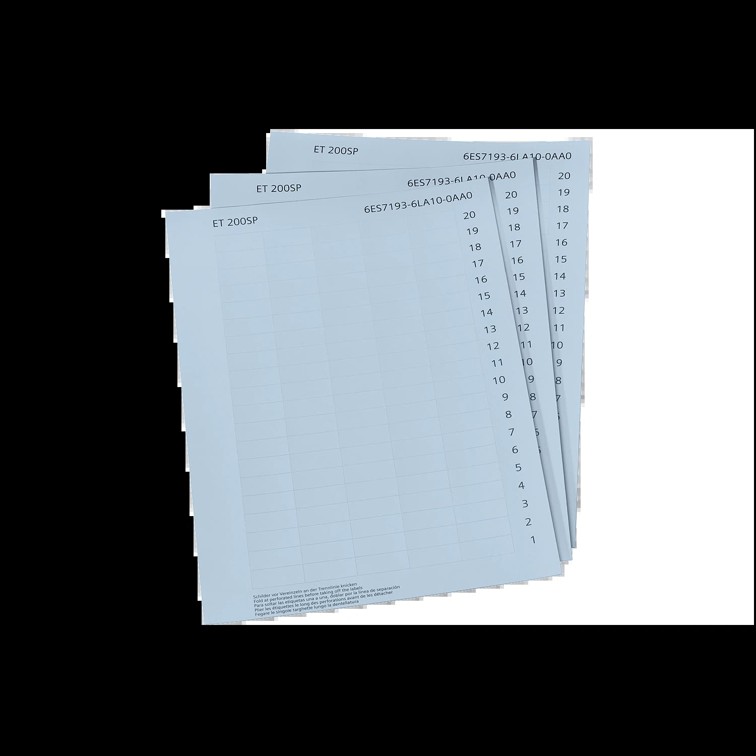 6ES7193-6LA10-0AA0_Маркировочные этикетки 10 листов по 100 штук светлосерые
