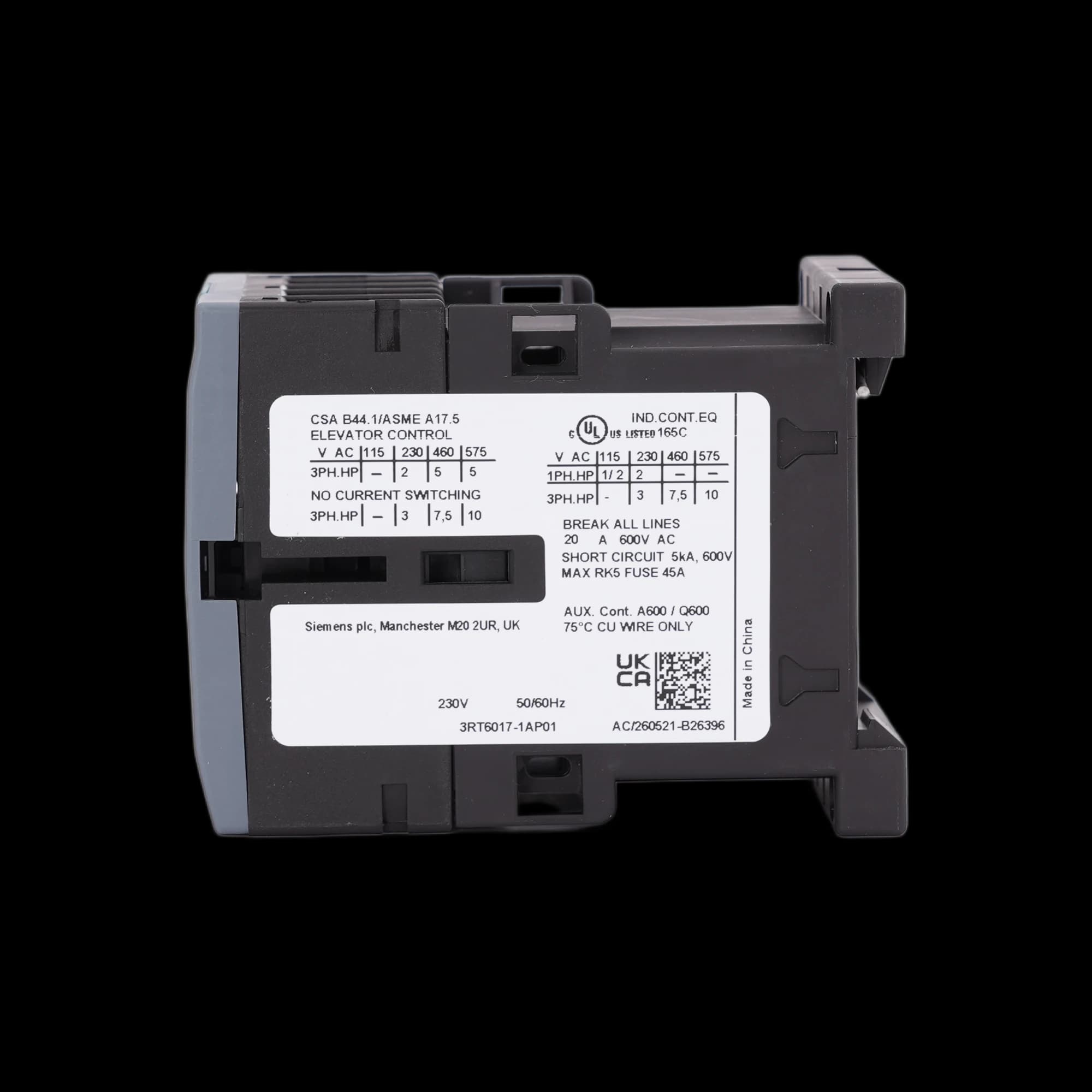 3RT6017-1AP01_Контактор 3P 12А 5.5кВт AC3 катушка, 230В AC, допконтакт 1НО, габарит S00_3