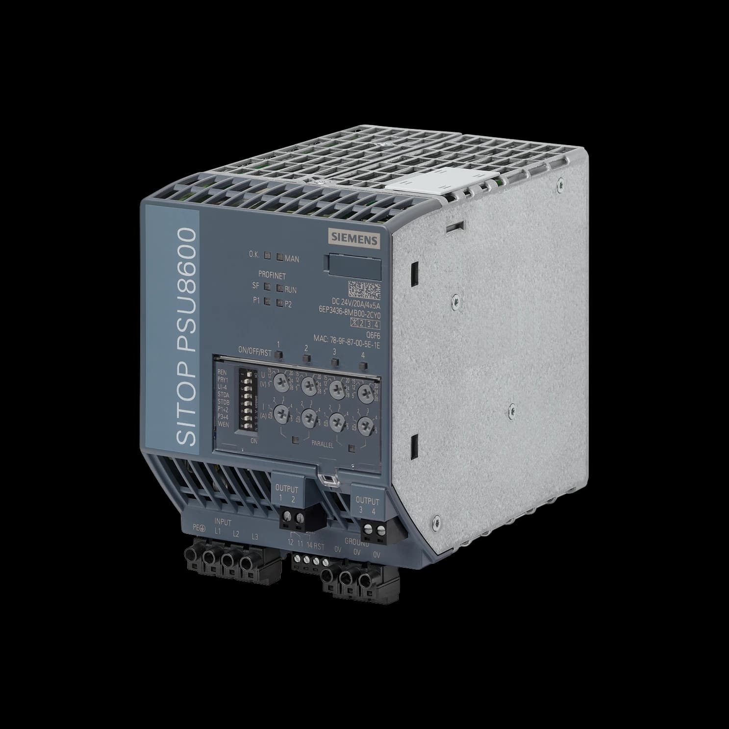 6EP3436-8MB00-2CY0_Блок питания SITOP PSU8600, 3AC -> 4x24В DC, 5А