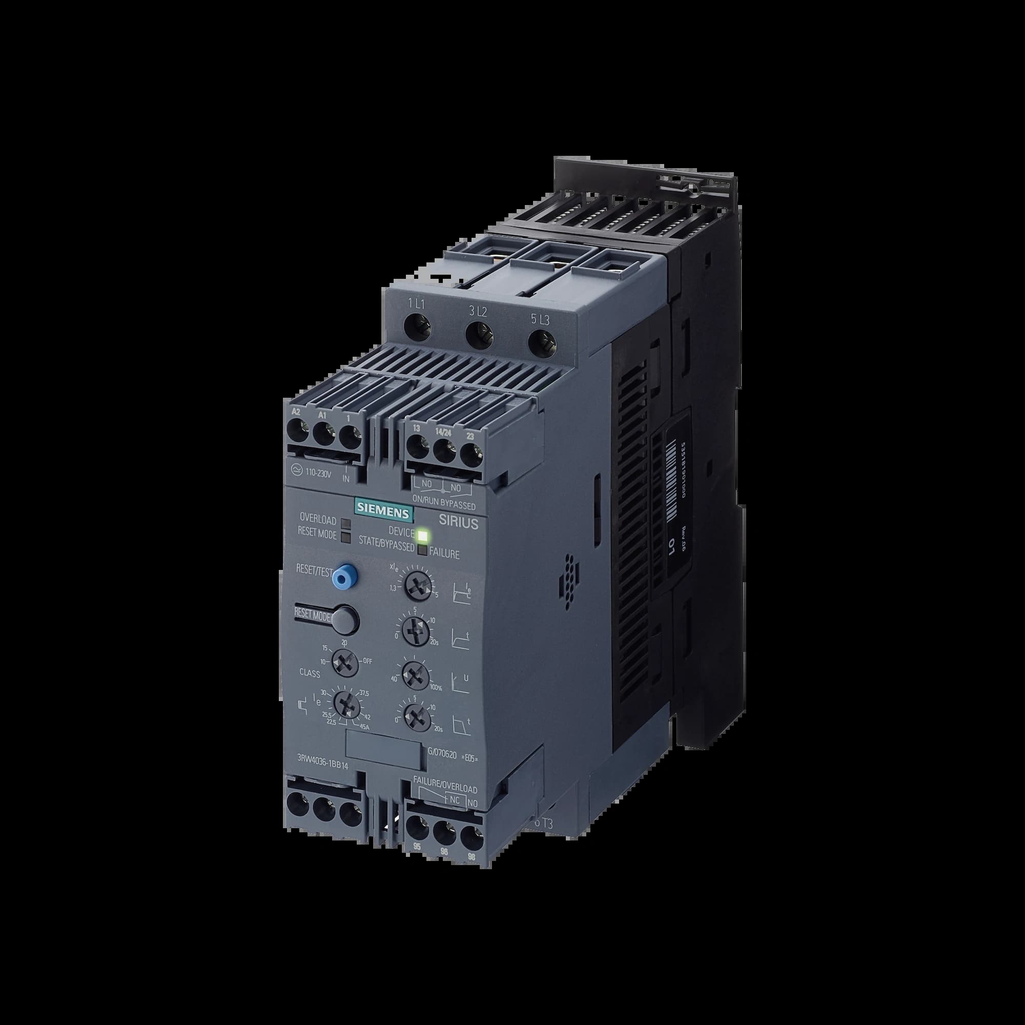 3RW4036-1BB14_Устройство плавного пуска SIRIUS 22кВт 45А 380В габарит S2 базовый функционал_2