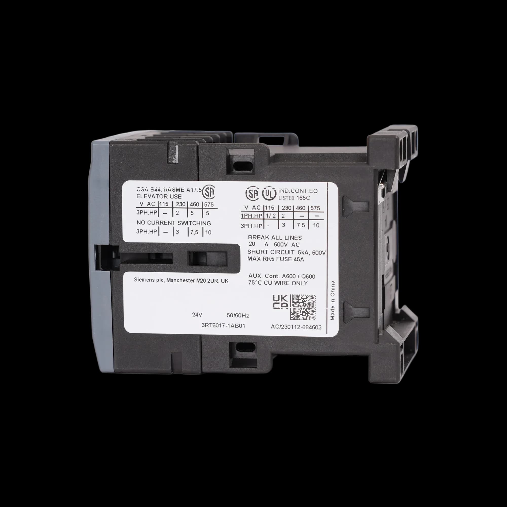 3RT6017-1AB01_Контактор 3P 12А 5.5кВт AC3 катушка, 24В AC, допконтакт 1НО, габарит S00_3