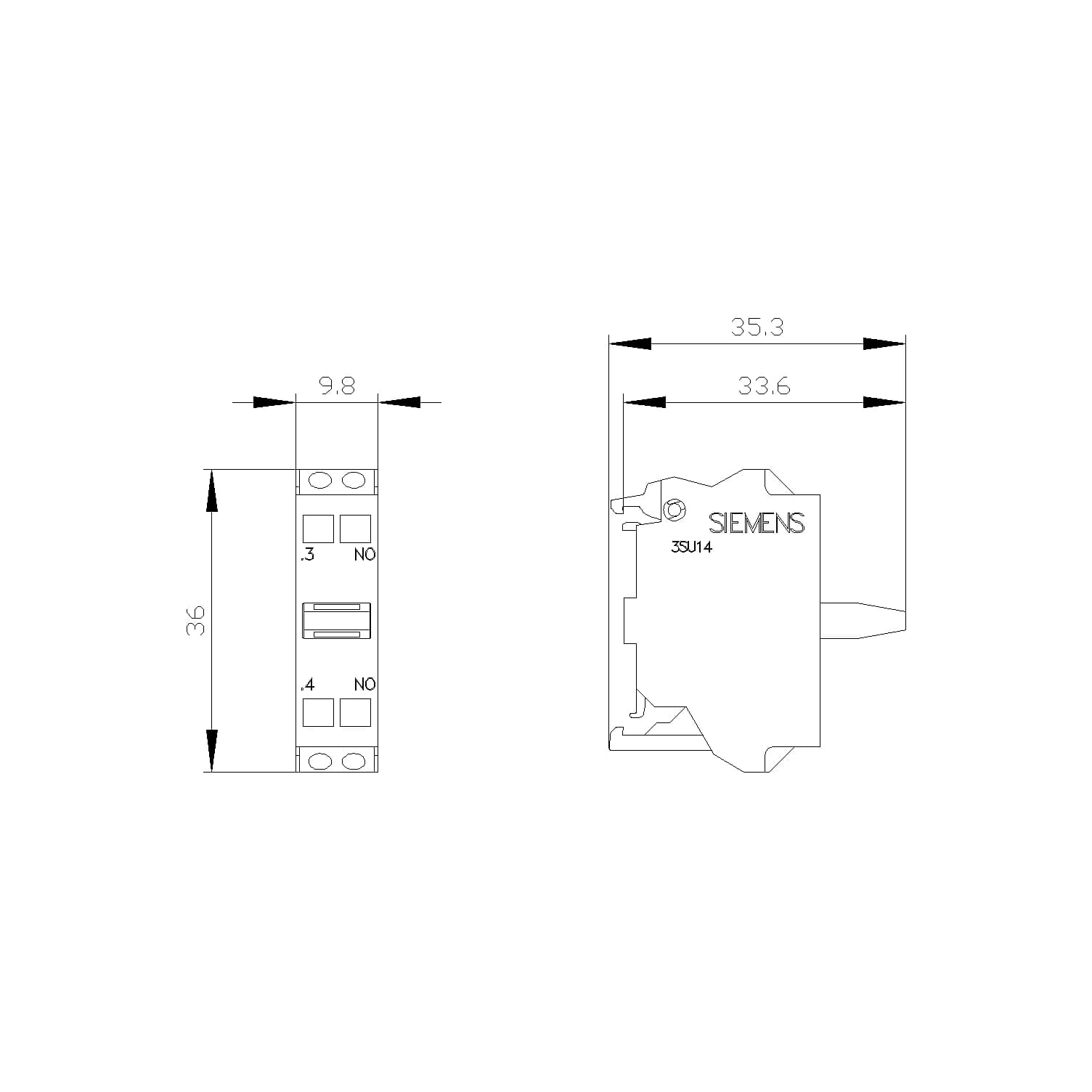 3SU1400-2AA10-3BA0_Контактный модуль, 1НО контакт, монтаж на панели корпуса, пружинные клеммы_2