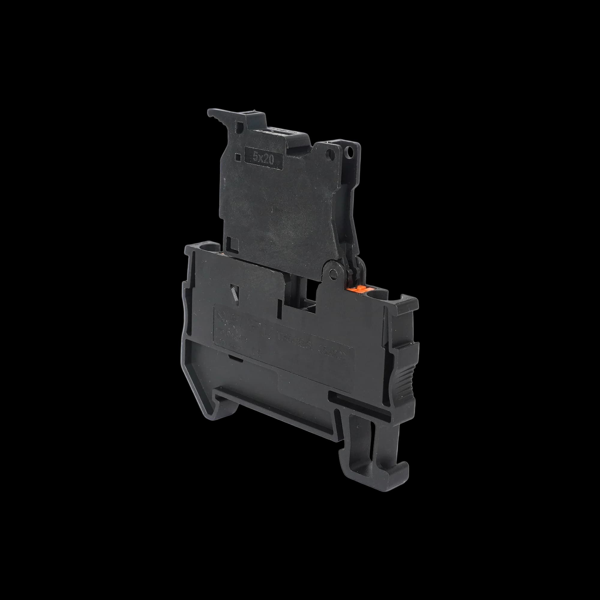 TP4-HESI(5x20)-LED220-BK_Клемма TP пружинная Push-in, с держателем предохранителя со светодиодом 220В AC/DC, 4 мм², черная