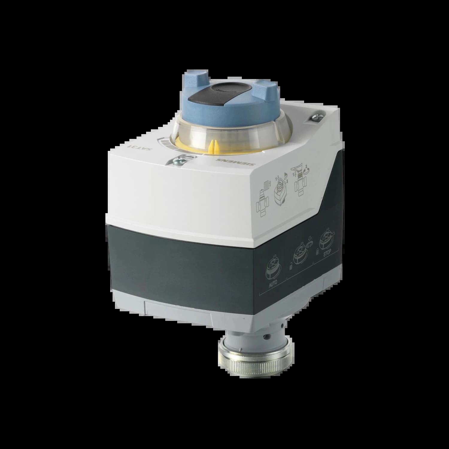 SAT61.008_Электромоторный привод, 300 Н, ход 5.5 мм, 24В AC/DC, аналоговое управление 0–10 В / 4–20 мА, время хода 8 с_1