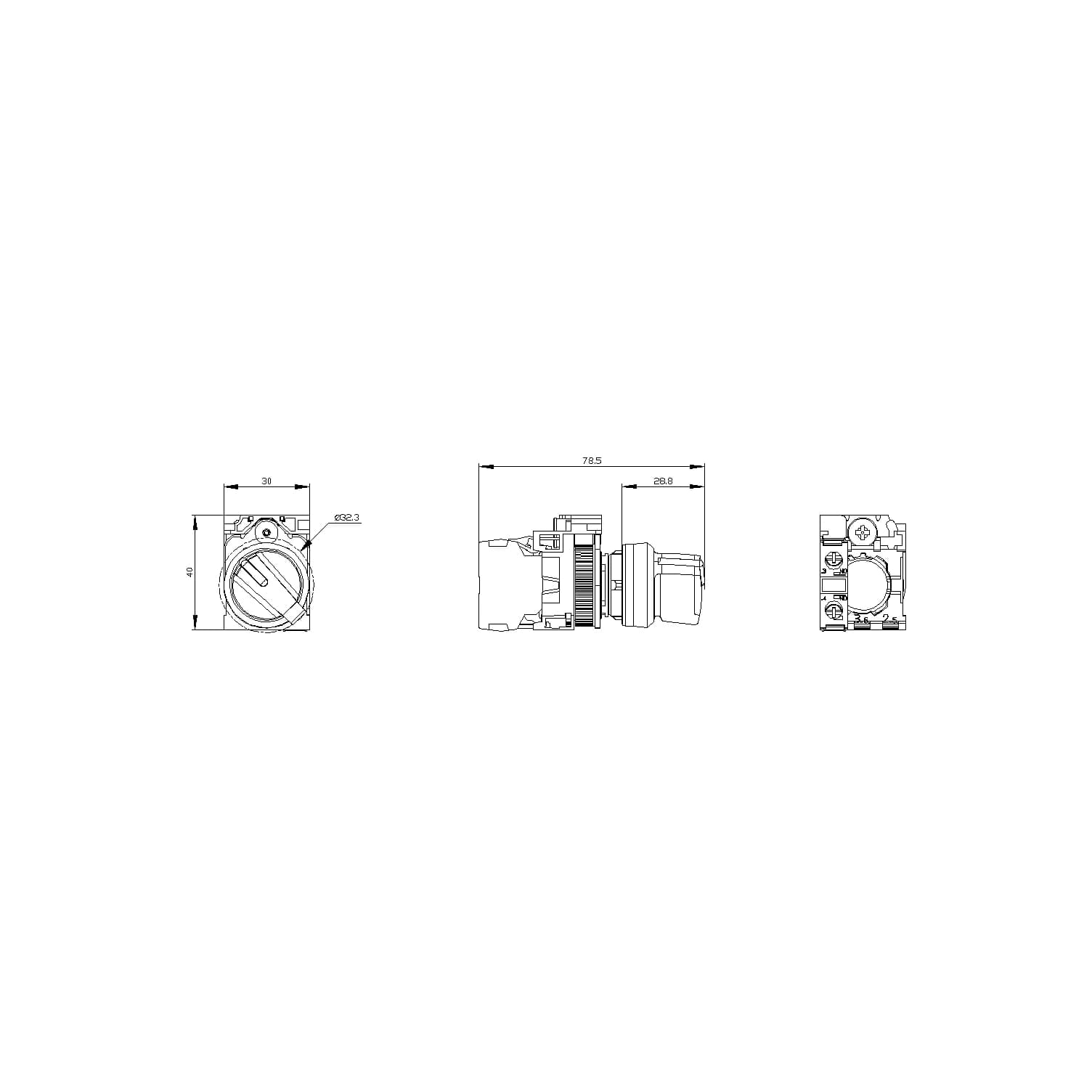 3SU1150-2BF60-1BA0_Актуатор переключателя с подсветкой, чёрный, металл, с фиксацией, 2 положения, 1НЗ_2