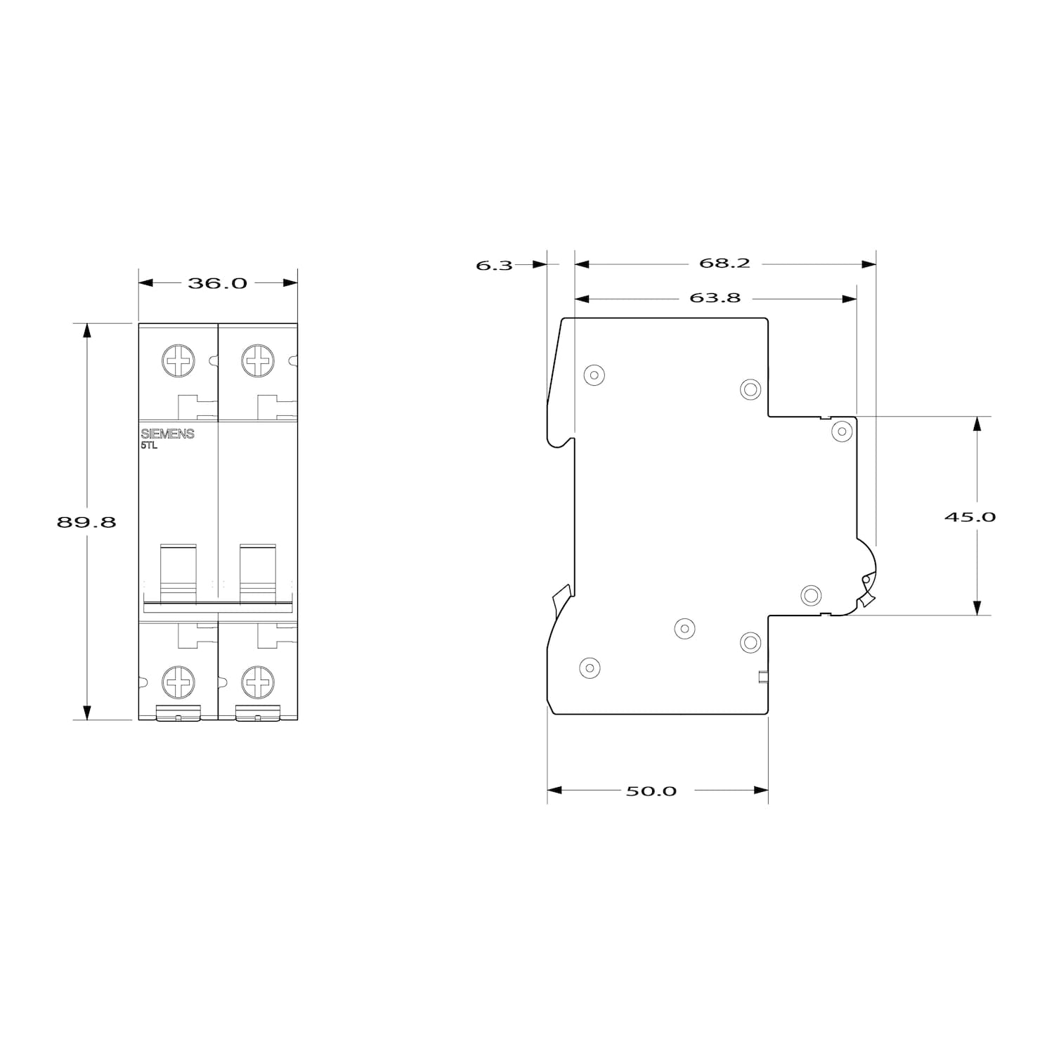 5TL1291-0_Выключатель нагрузки, 2P, 2НО, 100A