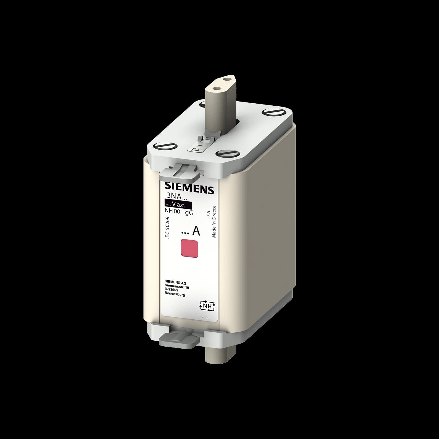 3NA6830-7_Плавкая вставка предохранителя Siemens NH00, gG, 100 А, 500 В AC / 250 В DC