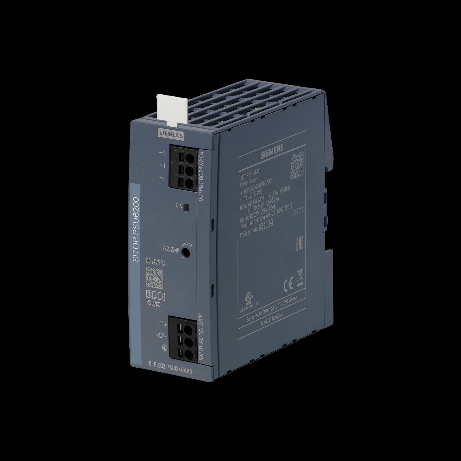 6EP3332-7SB00-0AX0_Блок питания SITOP PSU6200, 1AC -> 24В DC, 2.5А