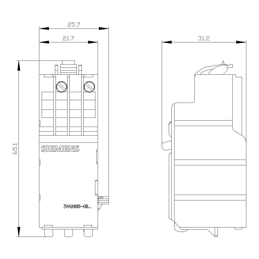 3VA9988-0BL30_Расцепитель независимый габарит до 630, 12-30В DC, монтаж слева _2