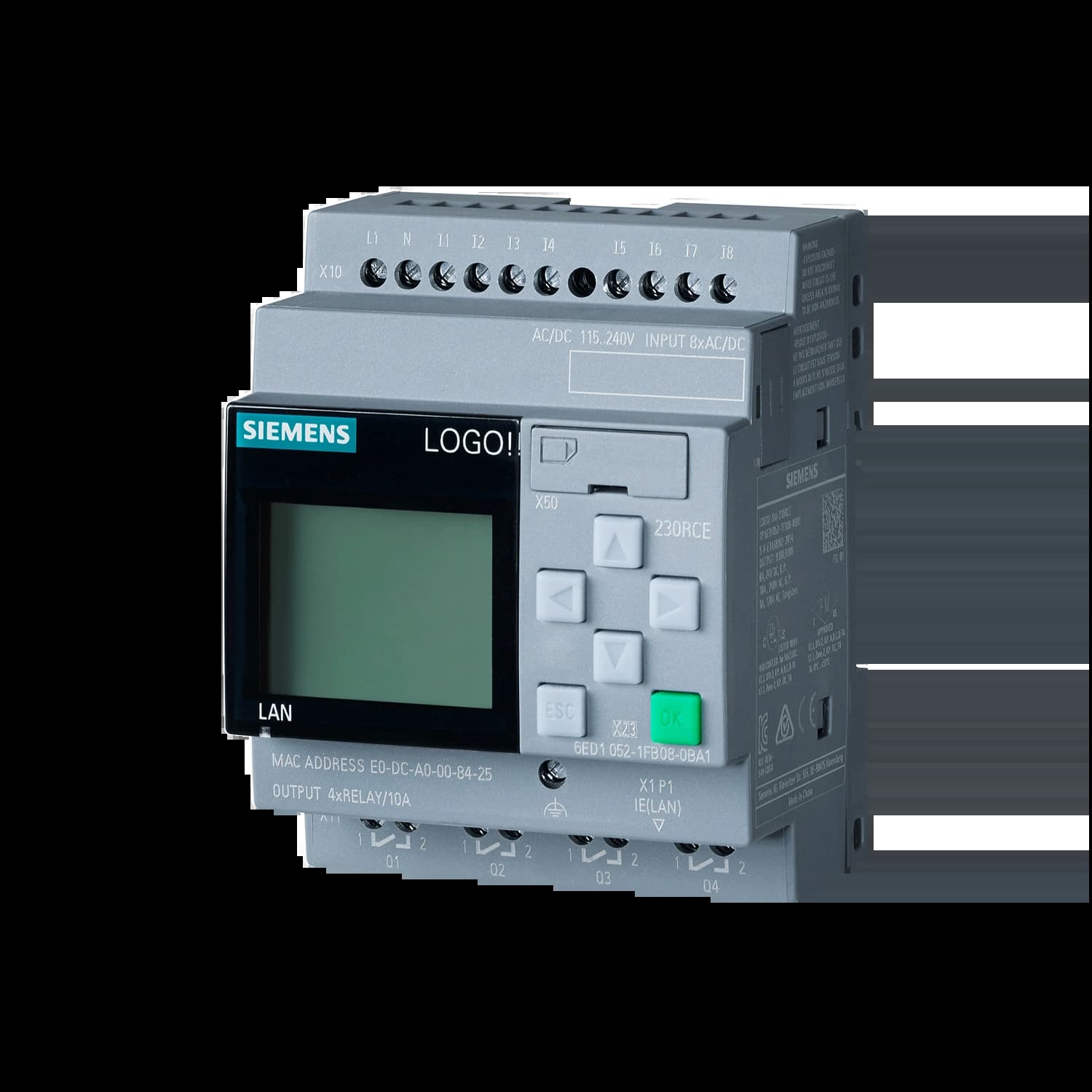 6ED1052-1FB08-0BA2_Логический модуль c дисплеем LOGO!230RCE, 4 MW, 8DI/4DO