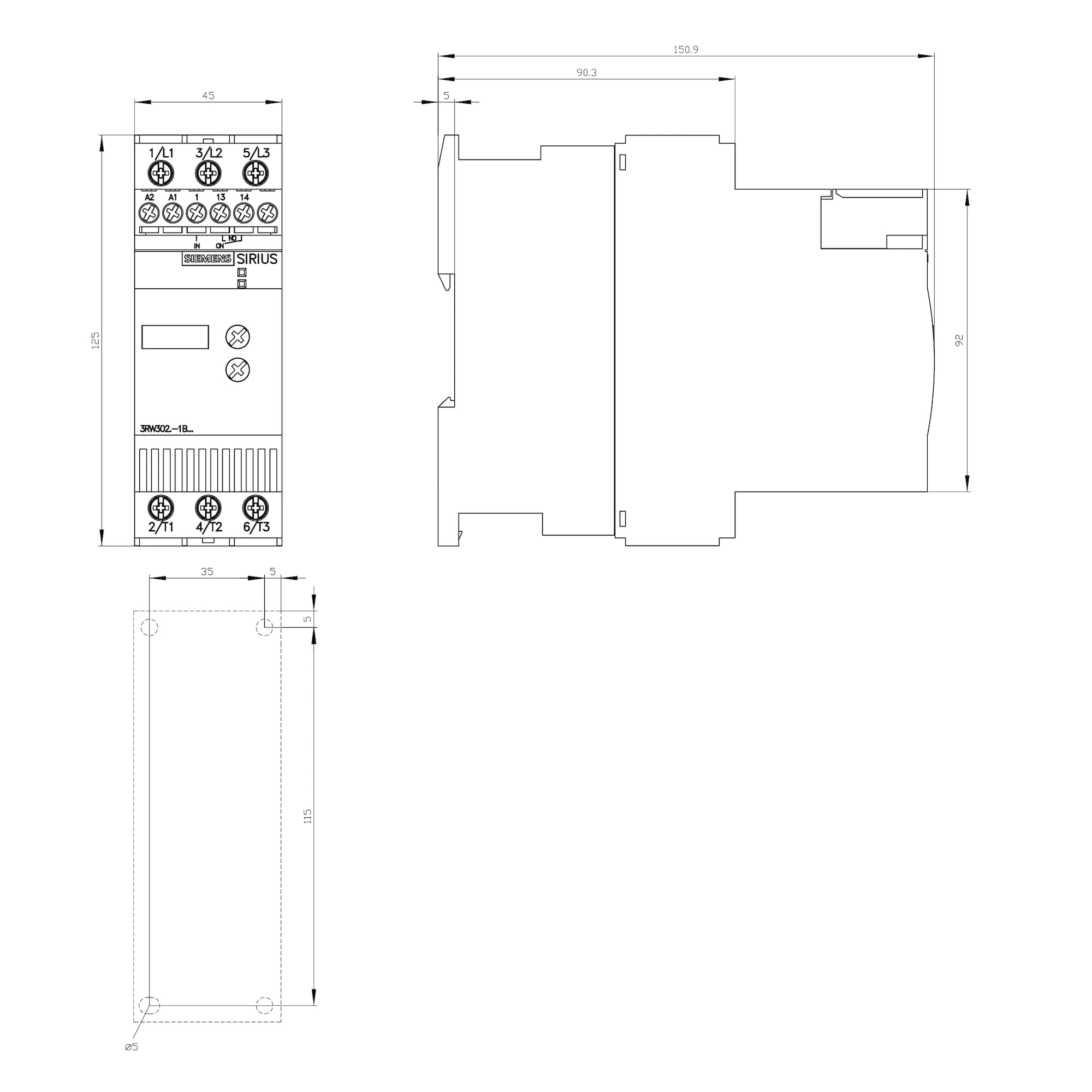3RW3026-1BB14_Устройство плавного пуска SIRIUS 11кВт 25А 380В габарит S0 базовый функционал_1