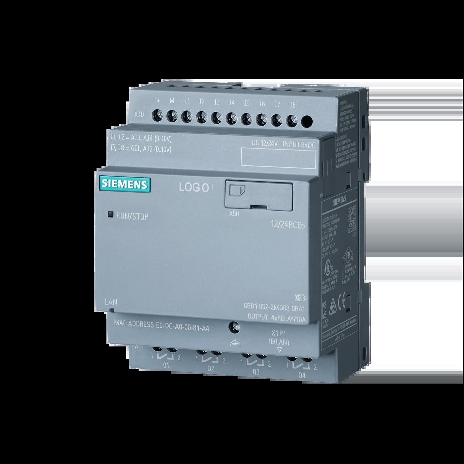 6ED1052-2MD08-0BA2_Логический модуль без дисплея LOGO!12/24RCEO, 4 MW, 8DI(4AI)/4DO_1